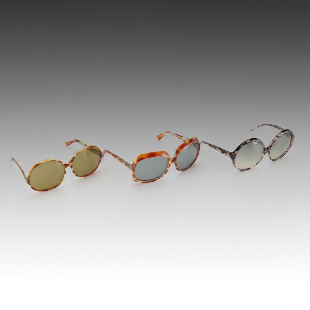 Trigère Vintage Round Sunglasses with Other Oversized Honey Brown Sunglasses