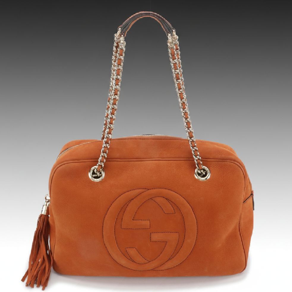 Gucci Interlocking GG Soho Chain Bag in Nubuck Leather