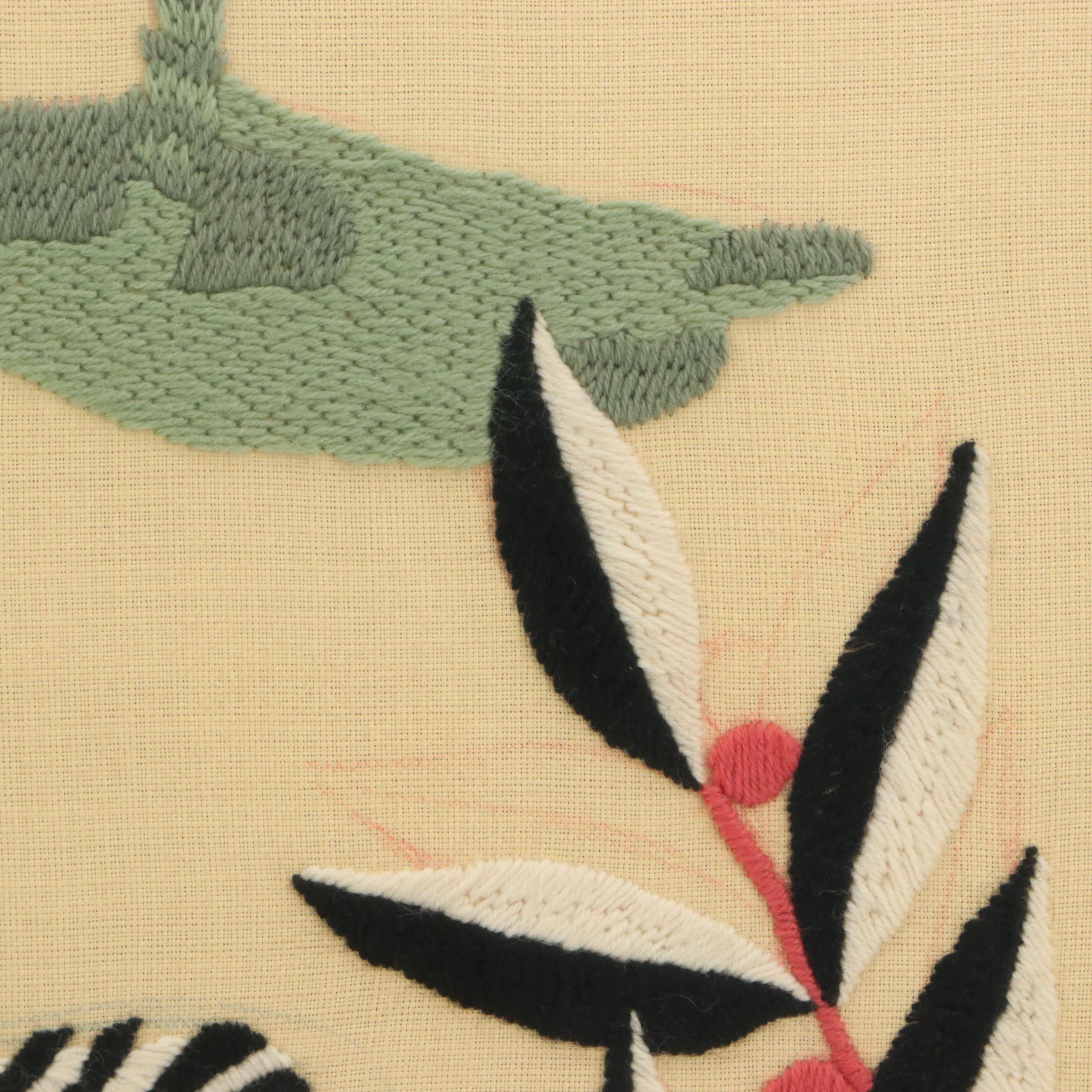 Embroidery Panel of Zebras in Forest, Late 20th Century