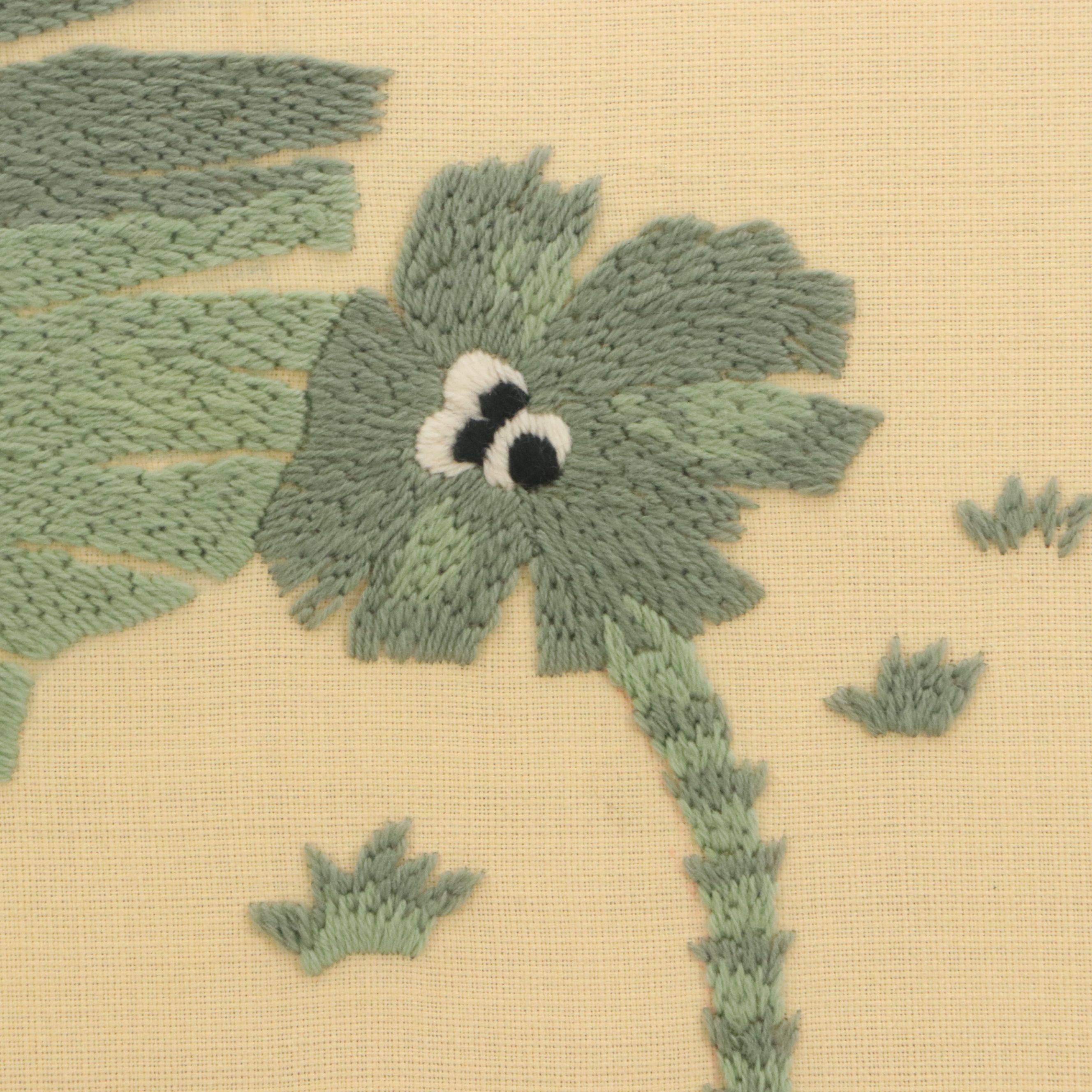 Embroidery Panel of Zebras in Forest, Late 20th Century