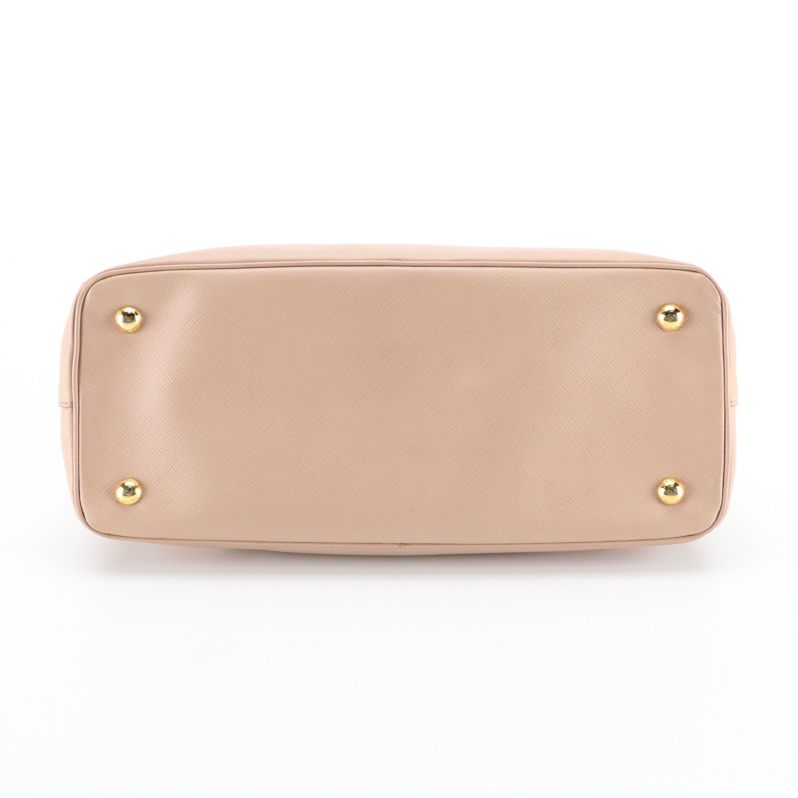 Prada Double Zip Galleria Top Handle Tote Bag in Saffiano Lux Leather