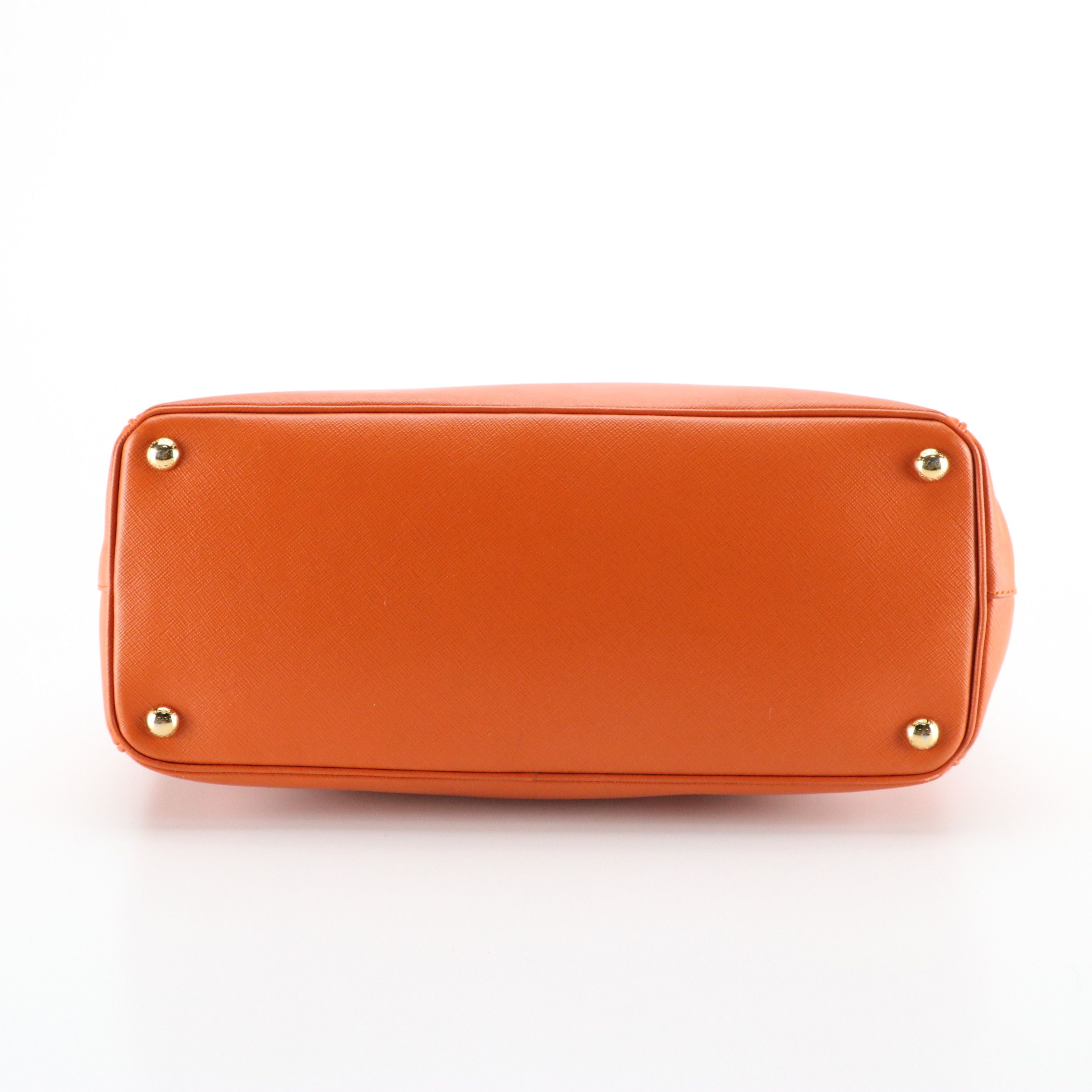 Prada Papaya Saffiano Leather Large Double Zip Galleria Top Handle Tote Bag