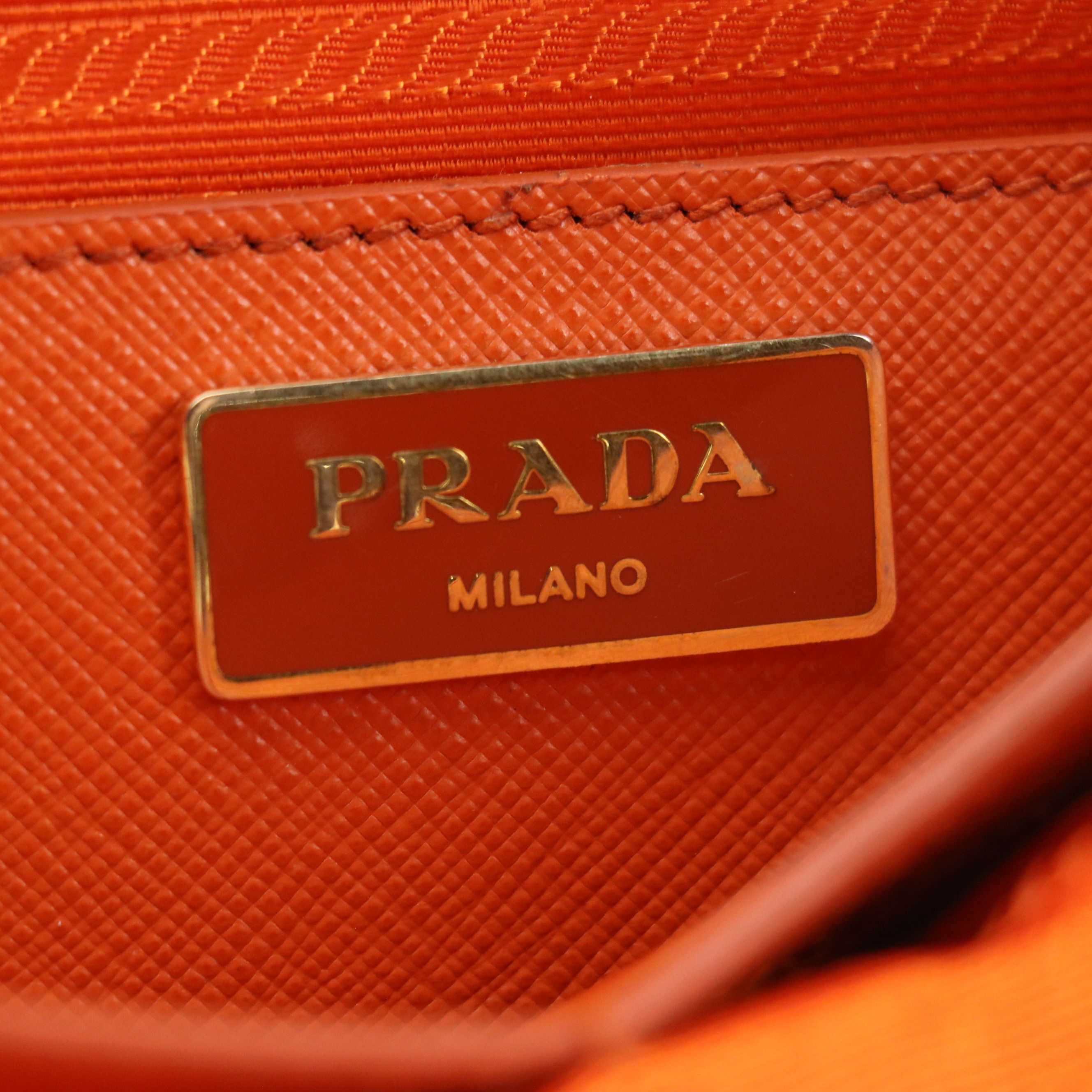 Prada Papaya Saffiano Leather Large Double Zip Galleria Top Handle Tote Bag
