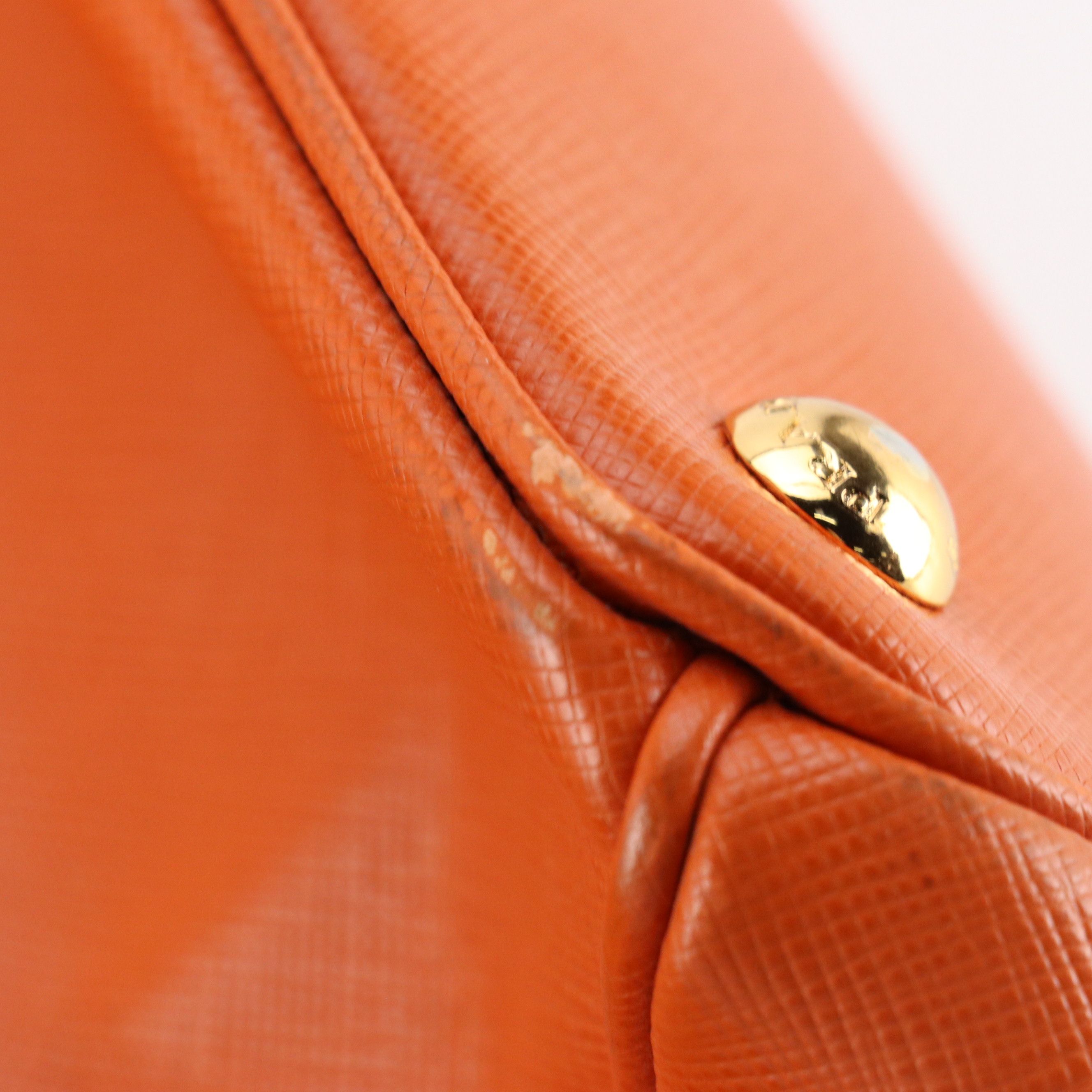 Prada Papaya Saffiano Leather Large Double Zip Galleria Top Handle Tote Bag