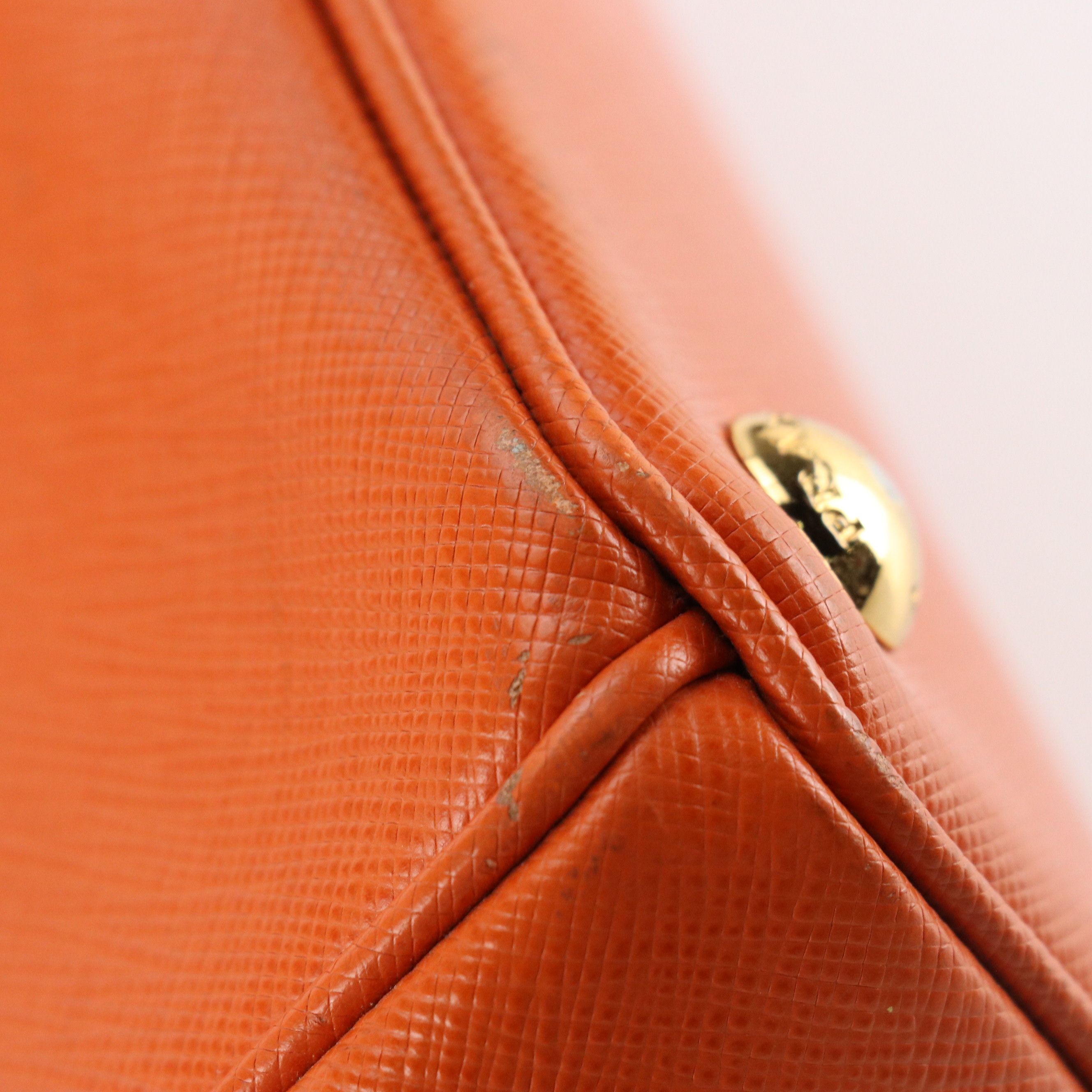 Prada Papaya Saffiano Leather Large Double Zip Galleria Top Handle Tote Bag