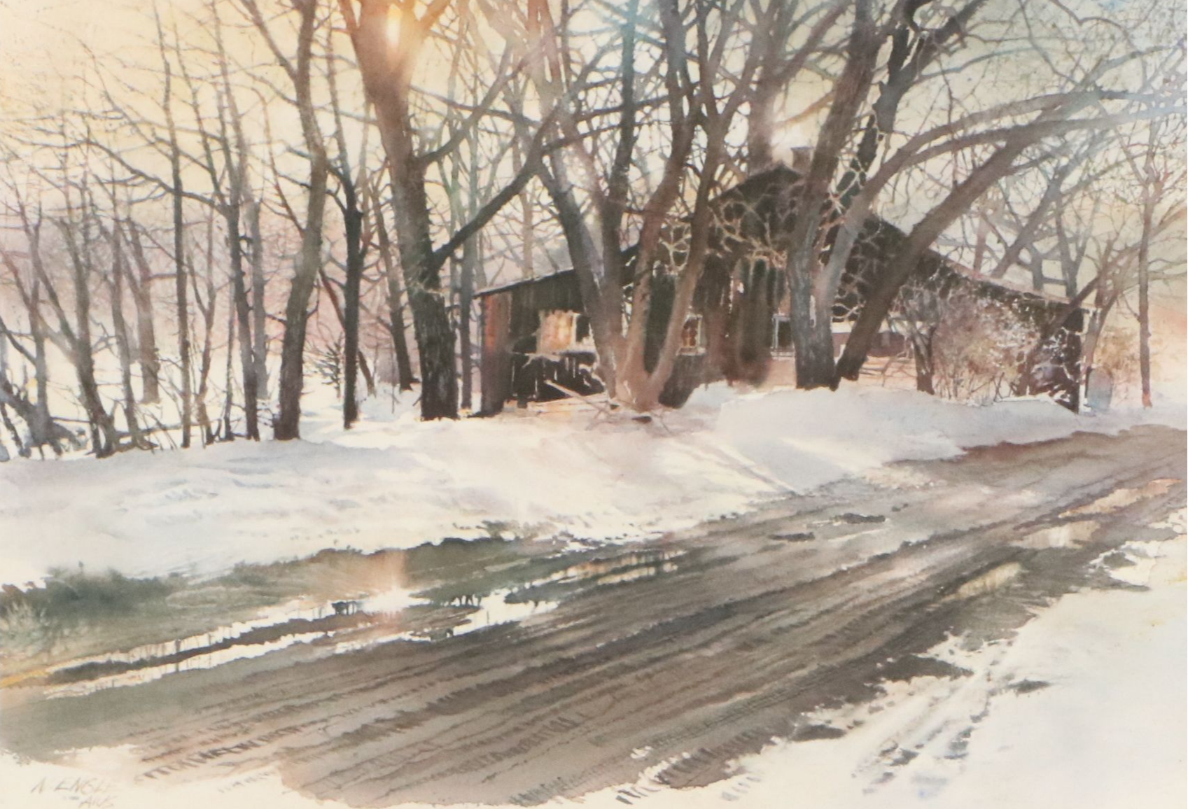 Nita Engle Offset Lithograph "March Thaw," 1980