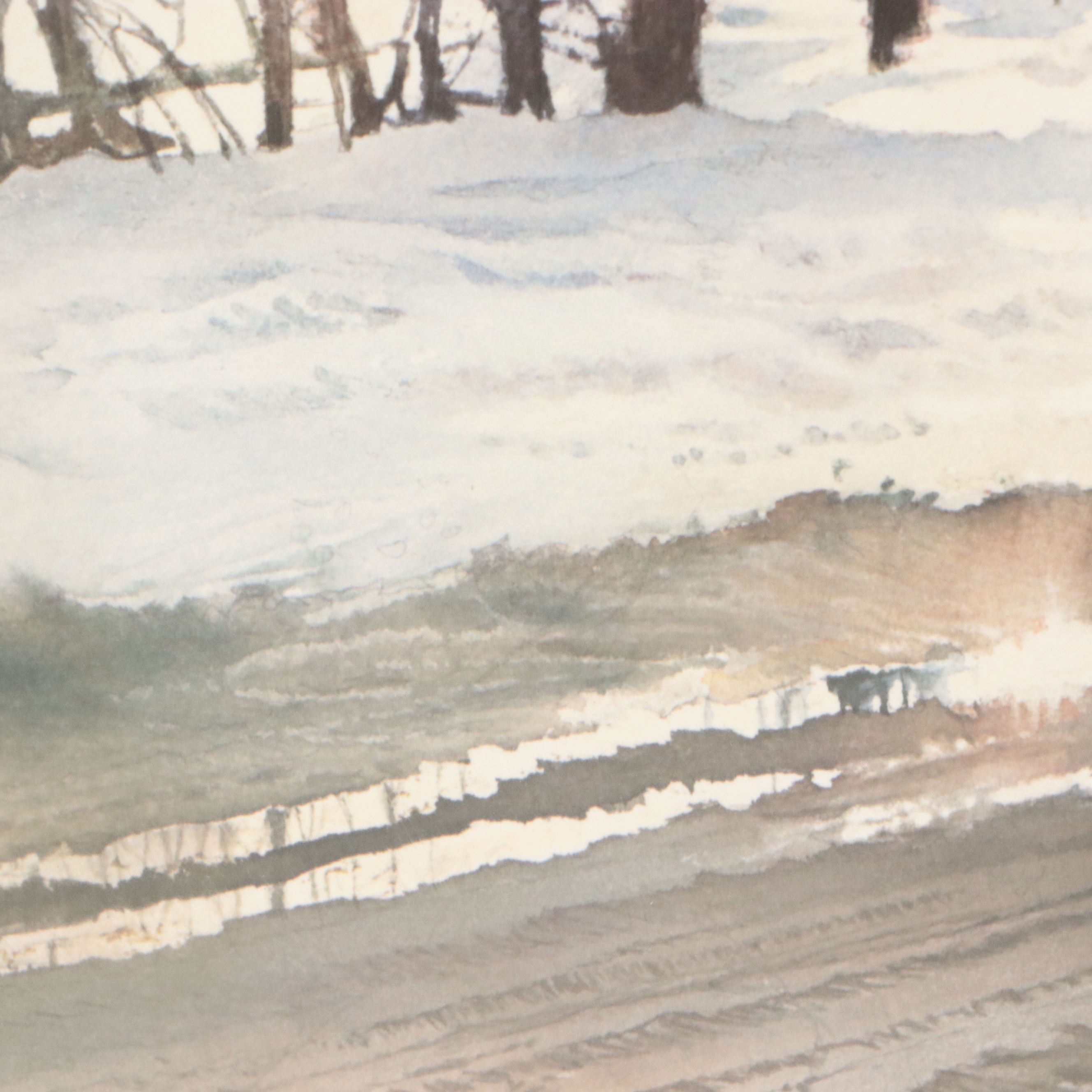 Nita Engle Offset Lithograph "March Thaw," 1980