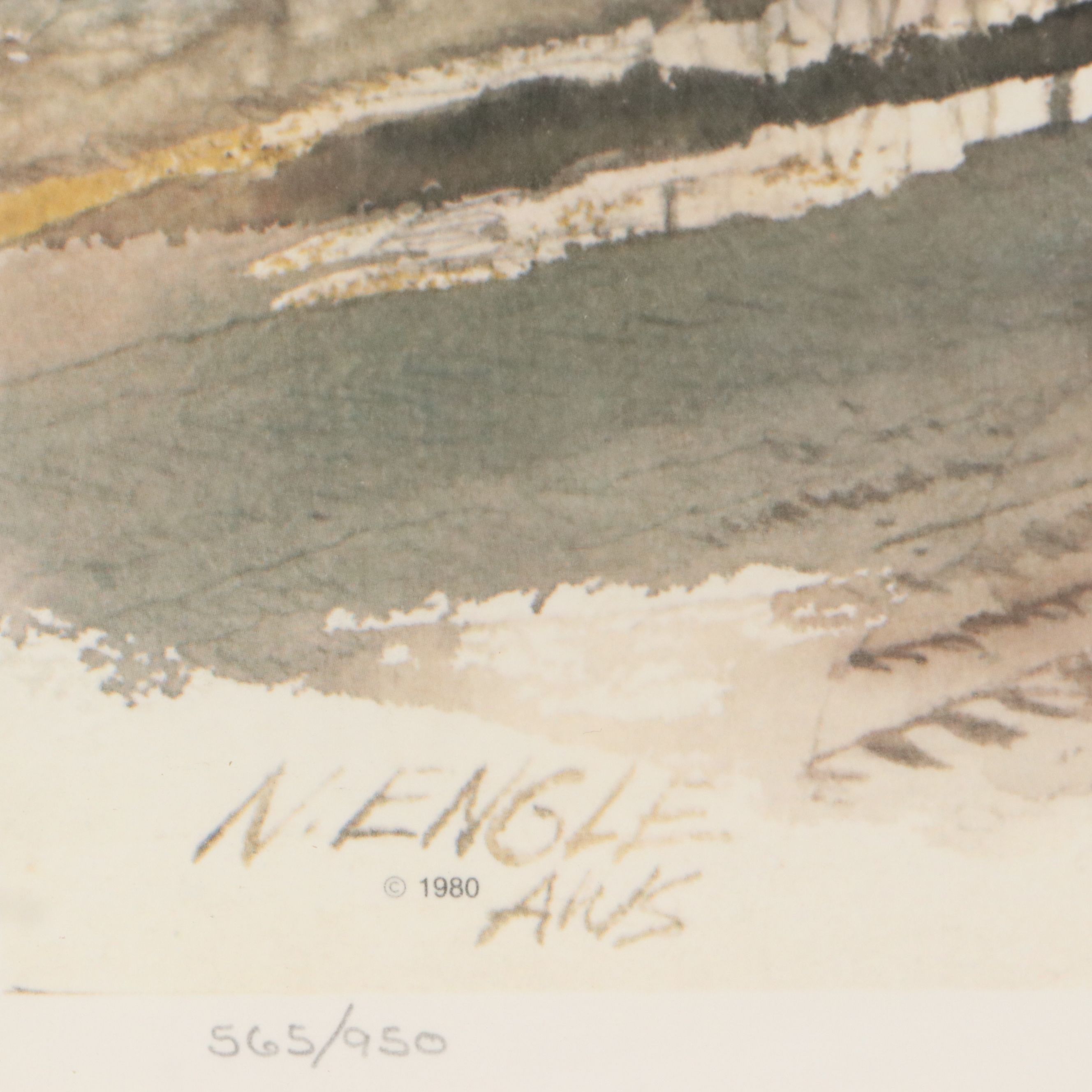 Nita Engle Offset Lithograph "March Thaw," 1980