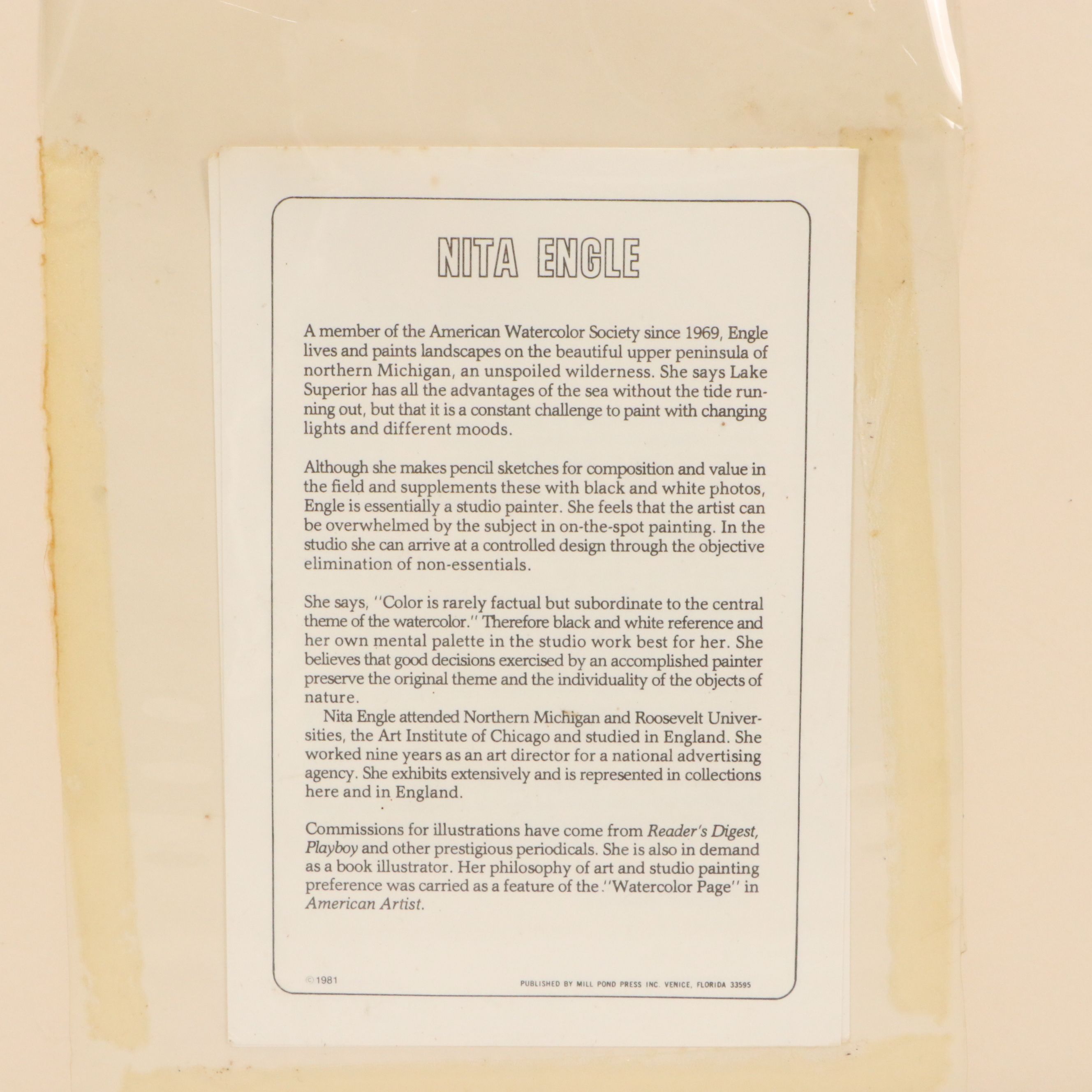 Nita Engle Offset Lithograph "March Thaw," 1980