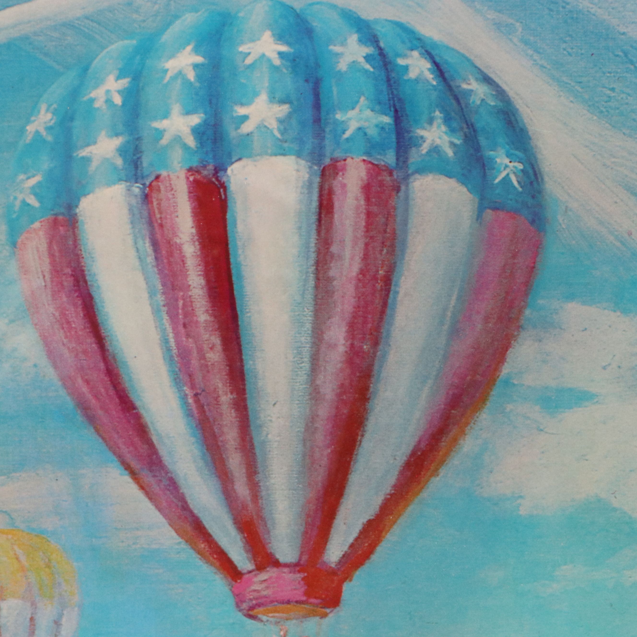 Lloyd Lozes Goff Offset Lithograph Poster for Hot Air Balloon Championship, 1973