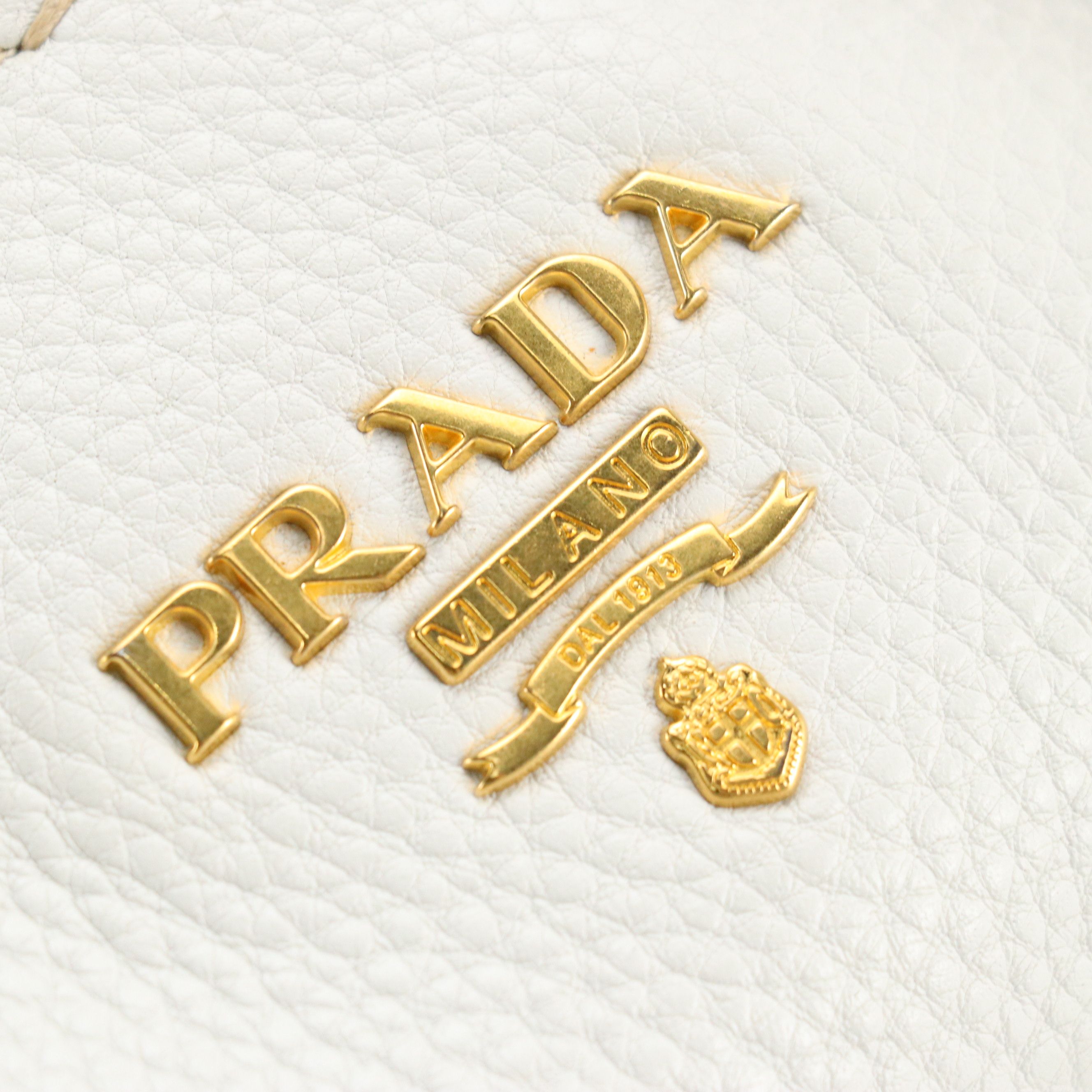 Prada Large Hobo Bag in White Vitello Daino Leather