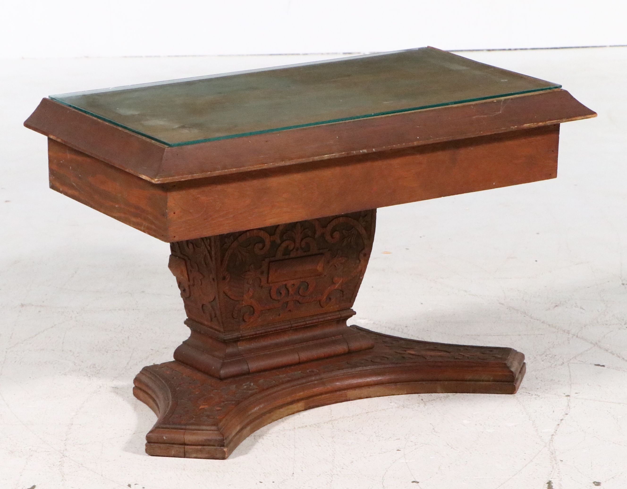 Renaissance Revival Carved Oak Library/Coffee Table, Late 19th Century