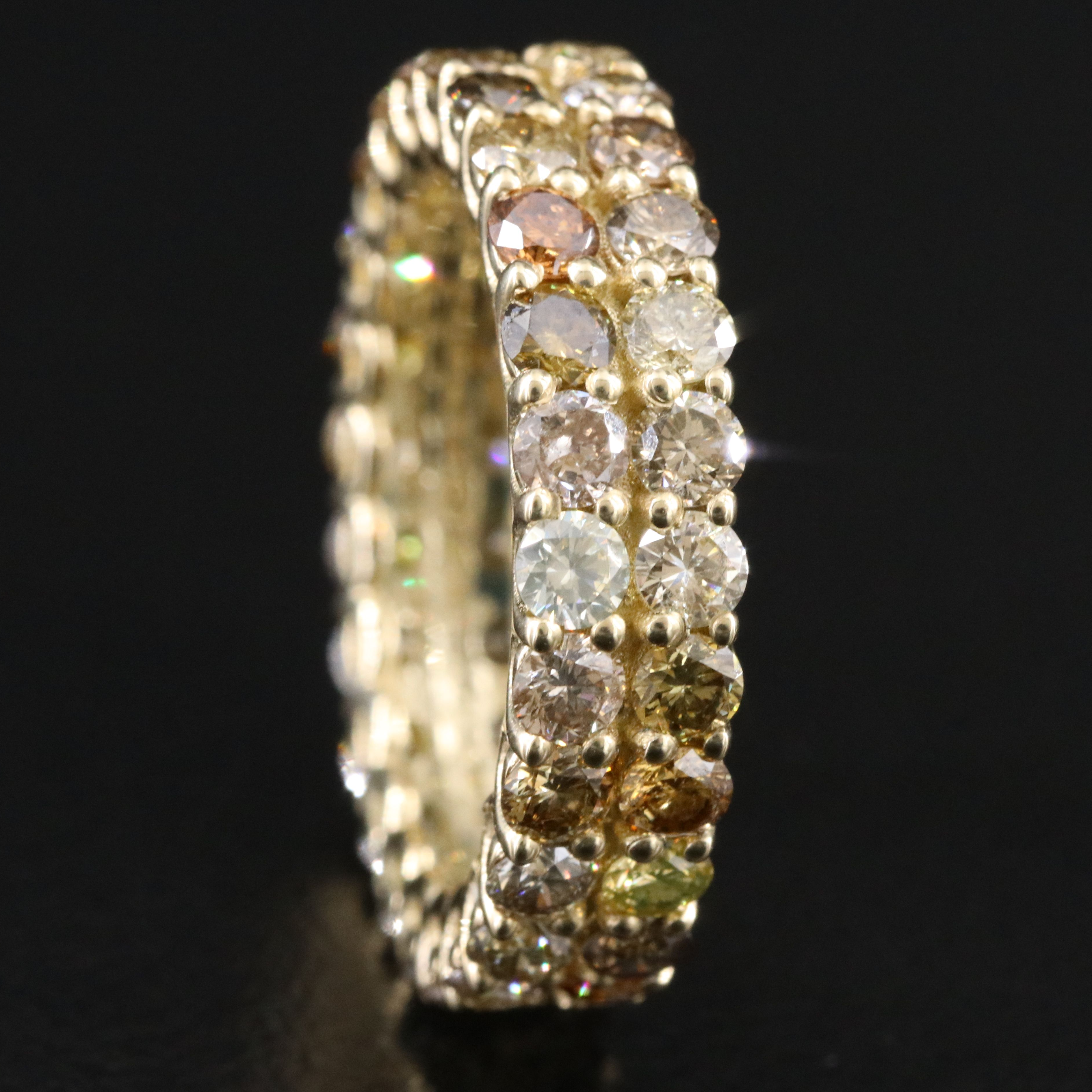 14K 3.82 CTW Diamond Eternity Ring Featuring Fancy Colors and IGI Jewelry Report