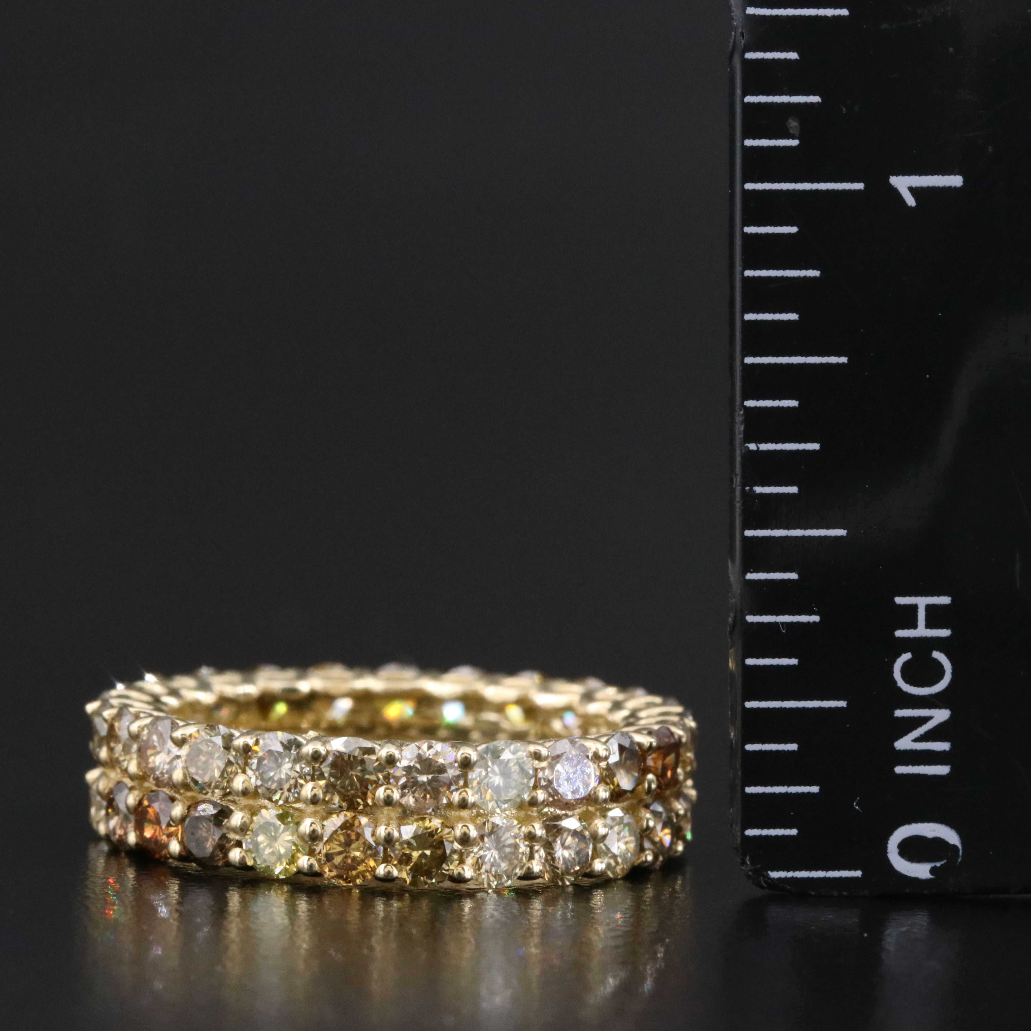 14K 3.82 CTW Diamond Eternity Ring Featuring Fancy Colors and IGI Jewelry Report
