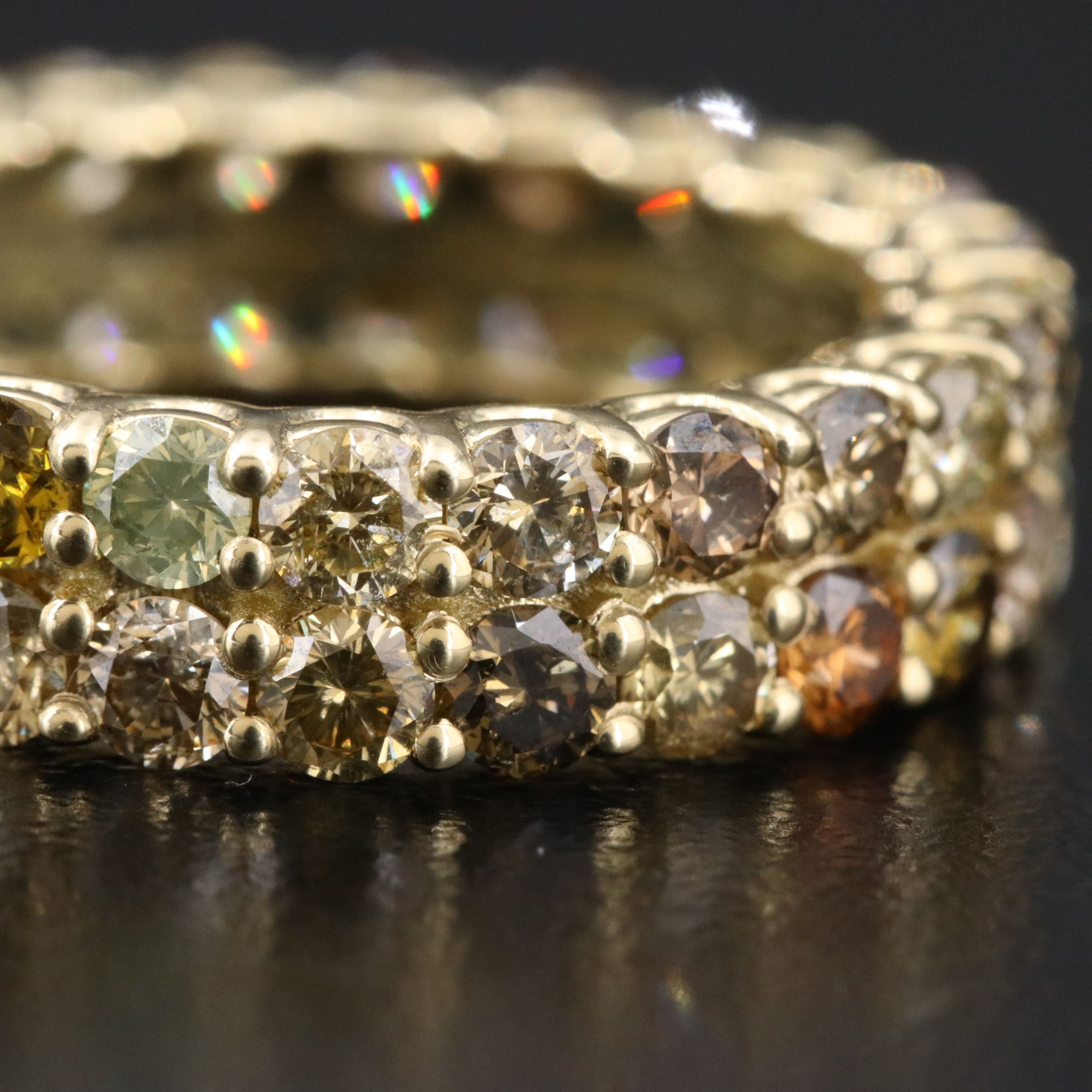 14K 3.82 CTW Diamond Eternity Ring Featuring Fancy Colors and IGI Jewelry Report