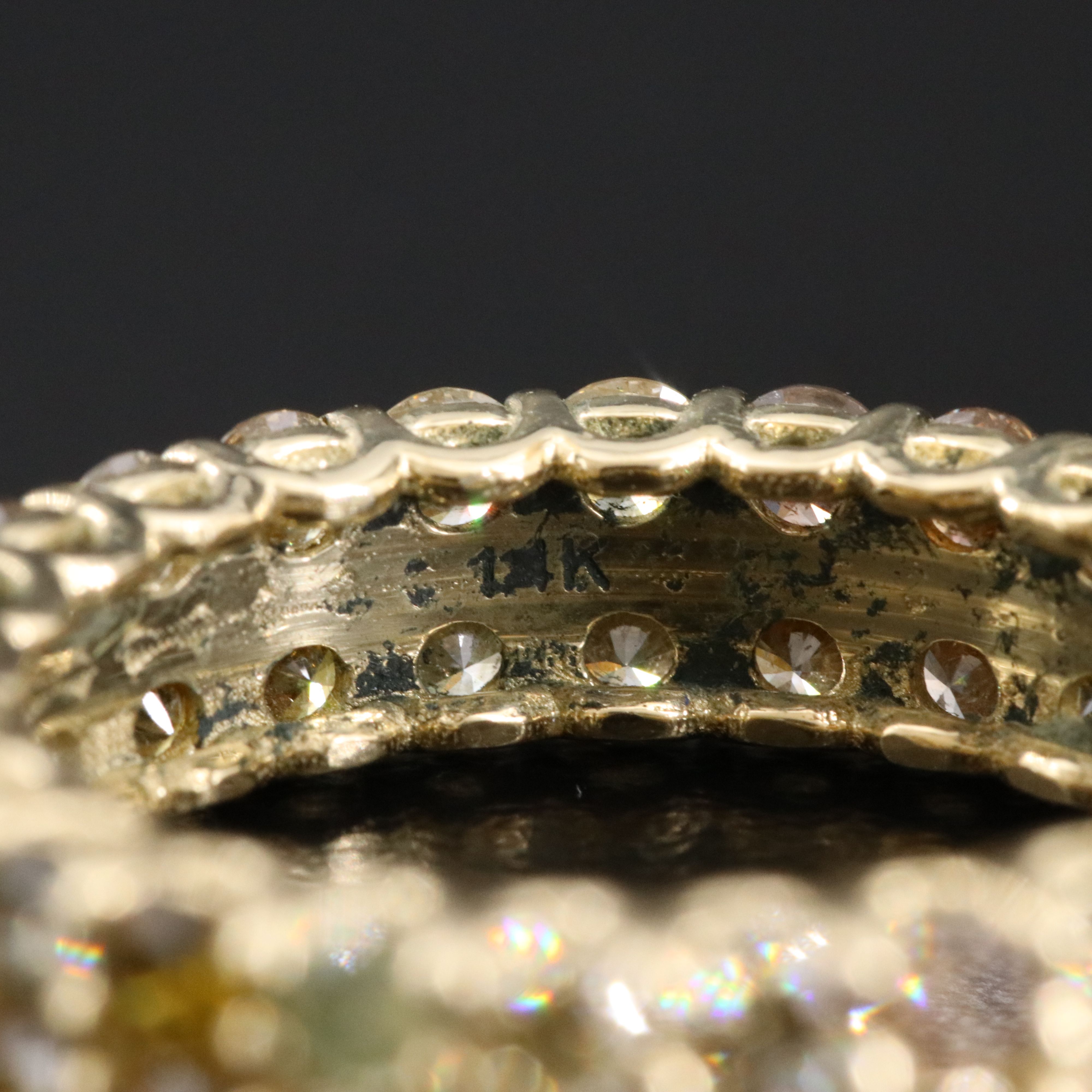 14K 3.82 CTW Diamond Eternity Ring Featuring Fancy Colors and IGI Jewelry Report