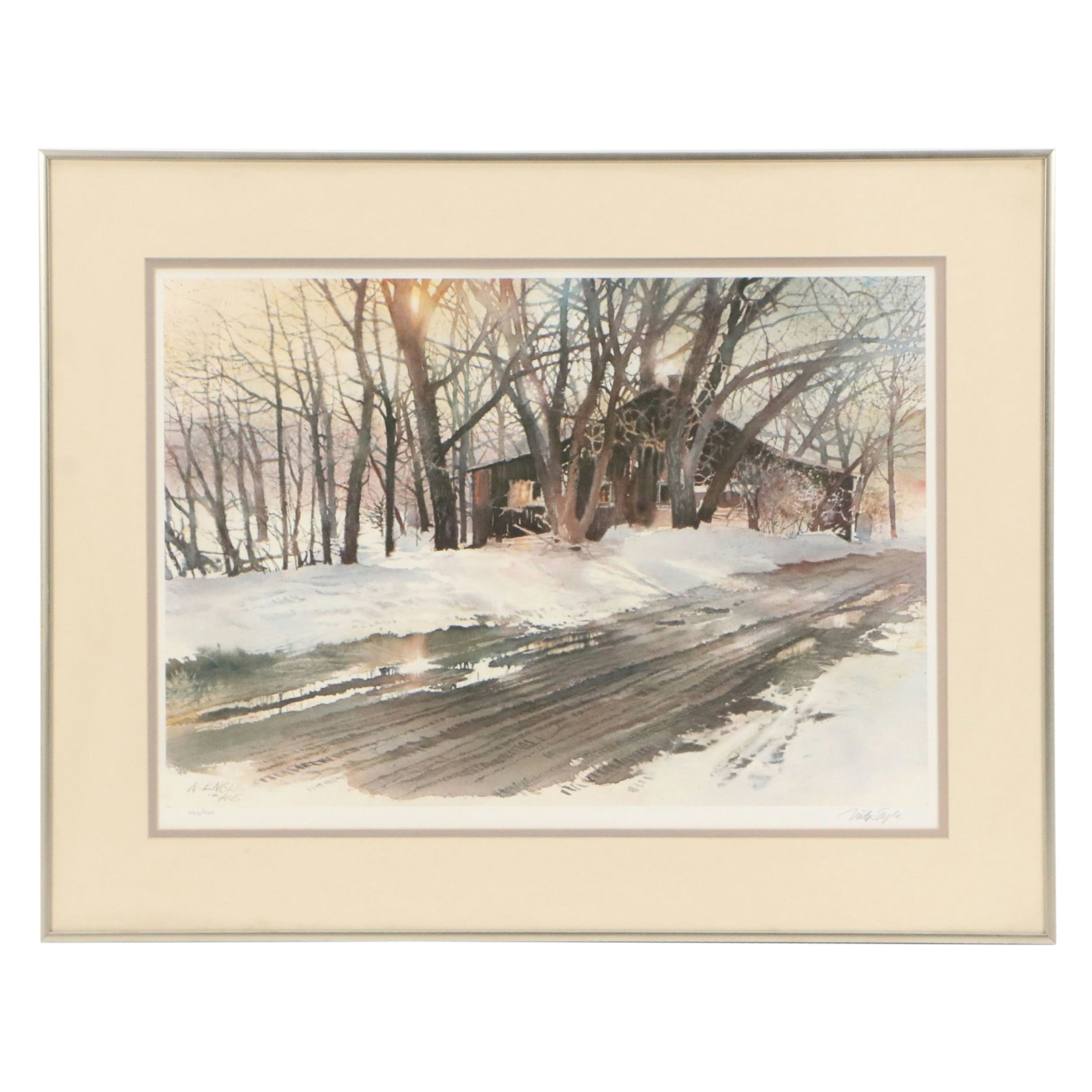 Nita Engle Offset Lithograph "March Thaw," 1980