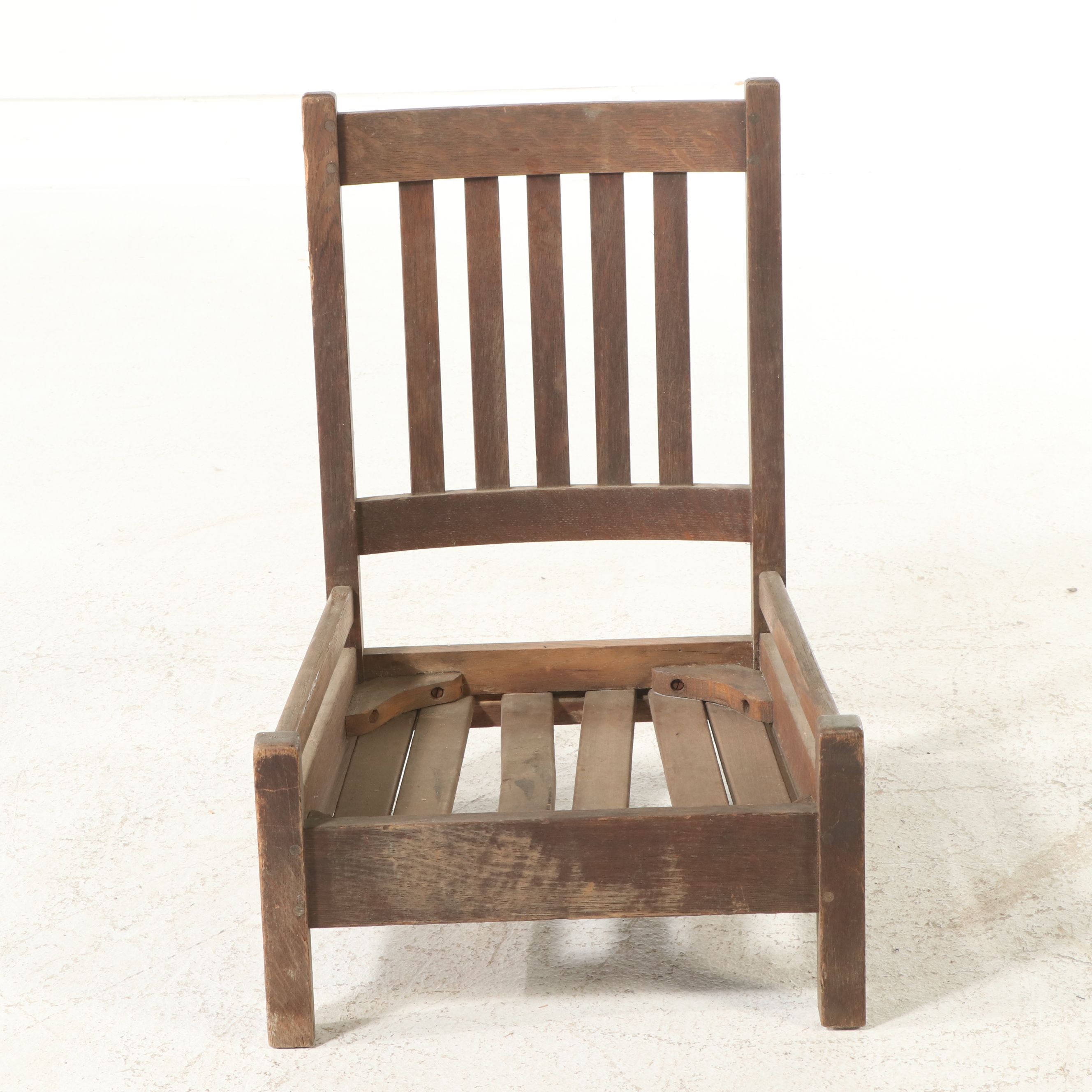 Arts & Crafts Mission Oak Nursing Chair Frame, Early 20th Century