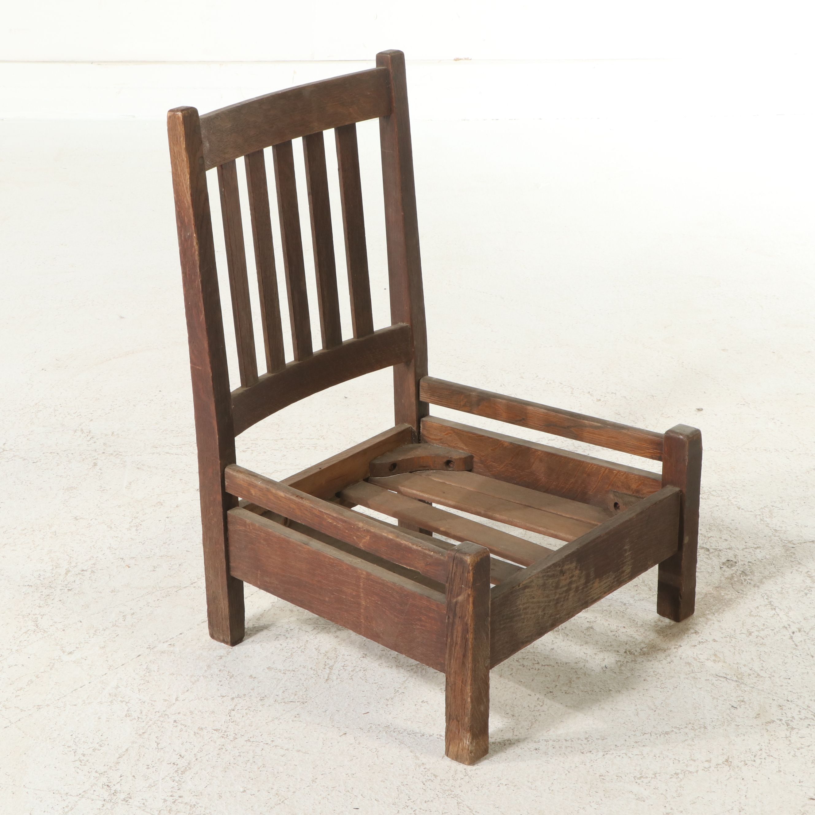 Arts & Crafts Mission Oak Nursing Chair Frame, Early 20th Century