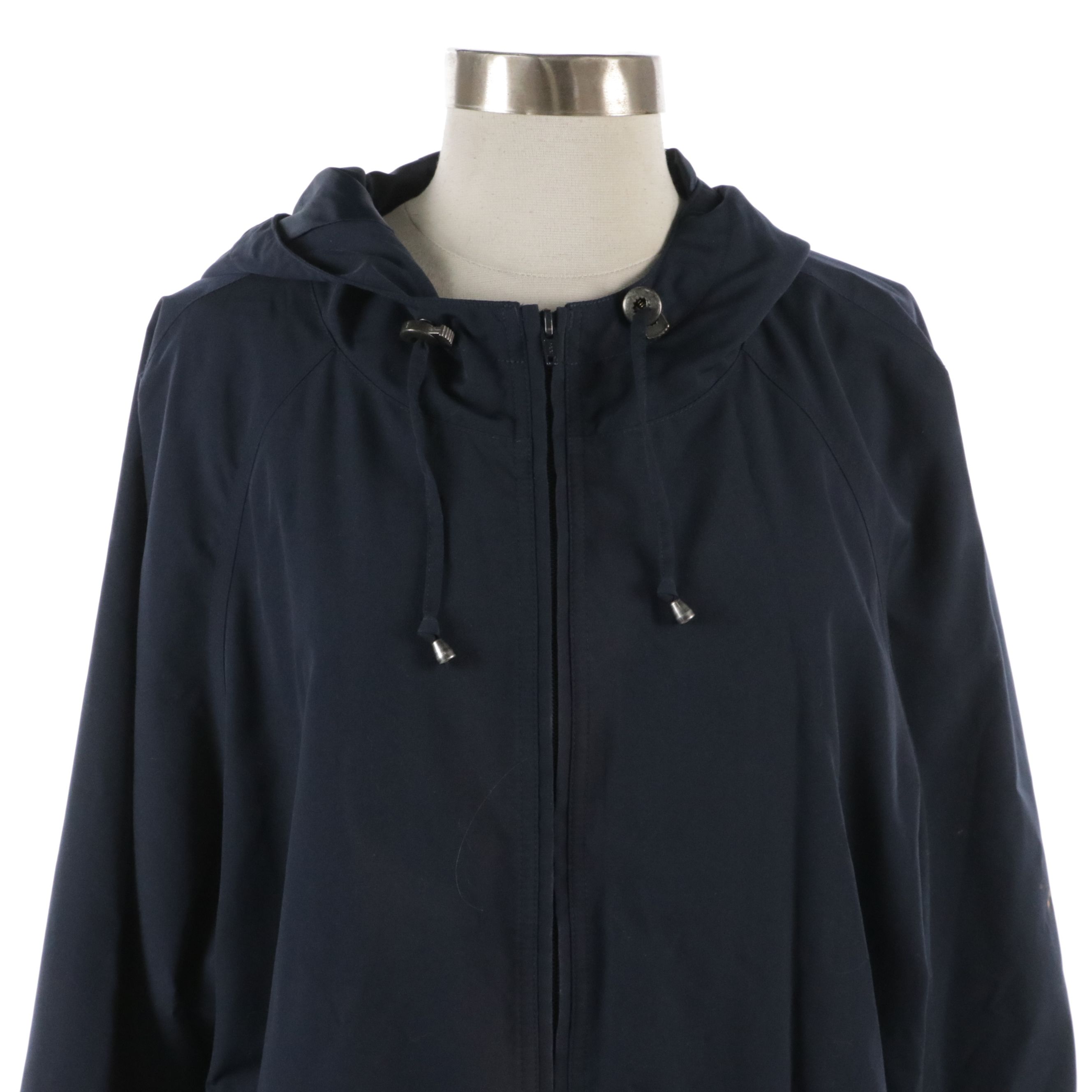 Talbots Blue Nylon Winter Coat and L.L. Bean Mid-Length Hooded Raincoat