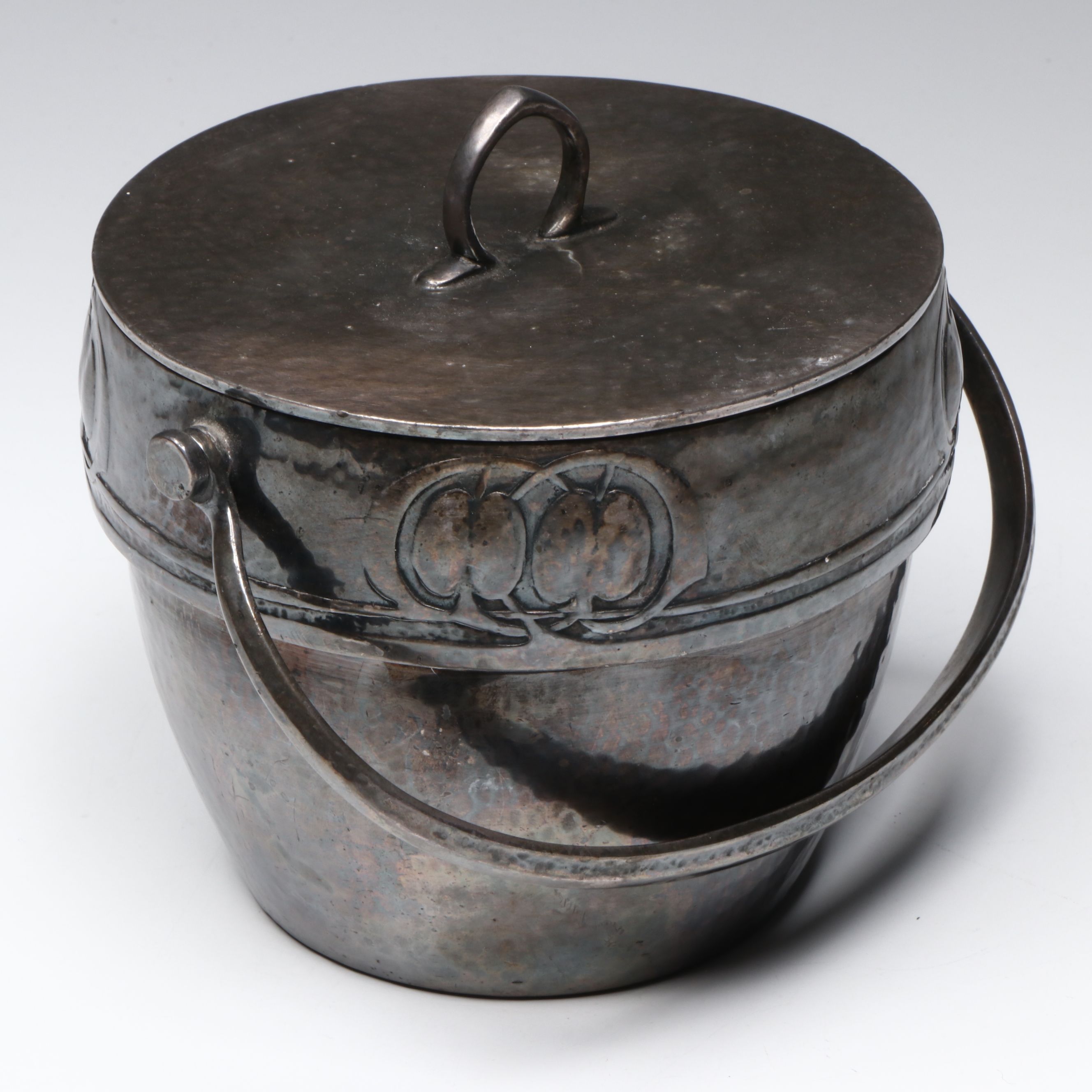 Antique English Arts and Crafts Pewter Biscuit Barrel, Late 19th/Early 20th C.