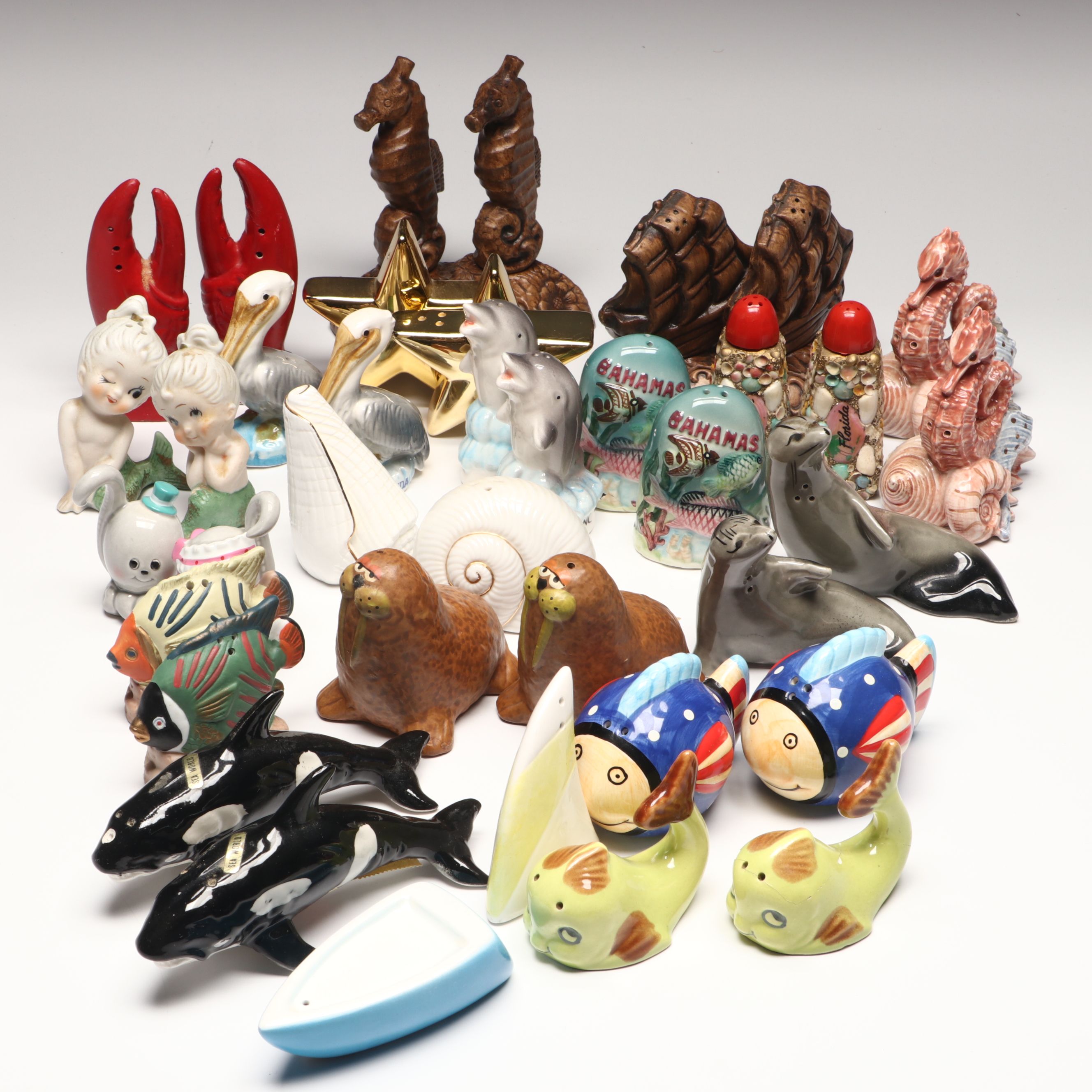 Mermaid, Seahorse and More Novelty Ocean-Themed Salt and Pepper Shakers