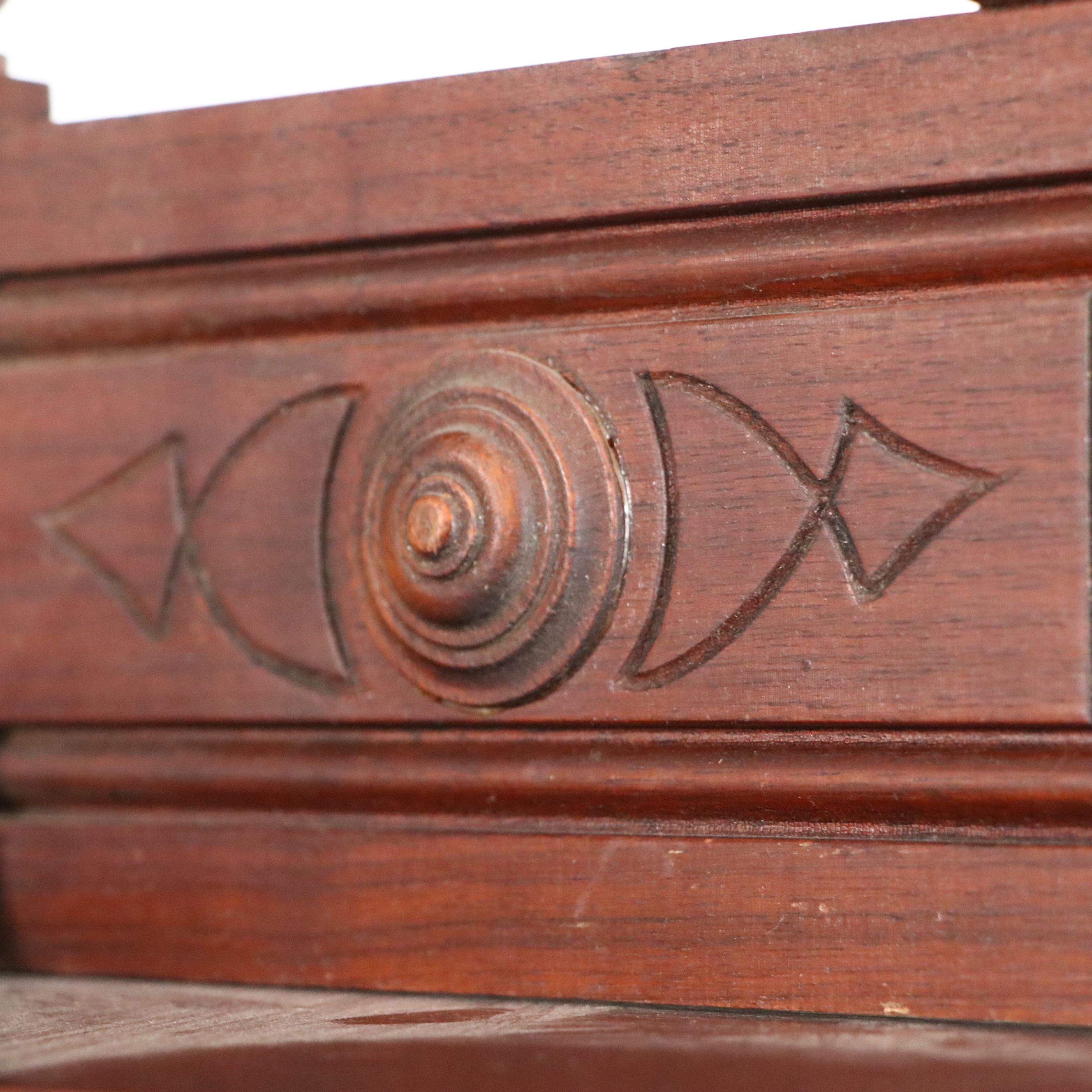 Eastlake Walnut Slant-Front Secretary Desk, Late 19th Century
