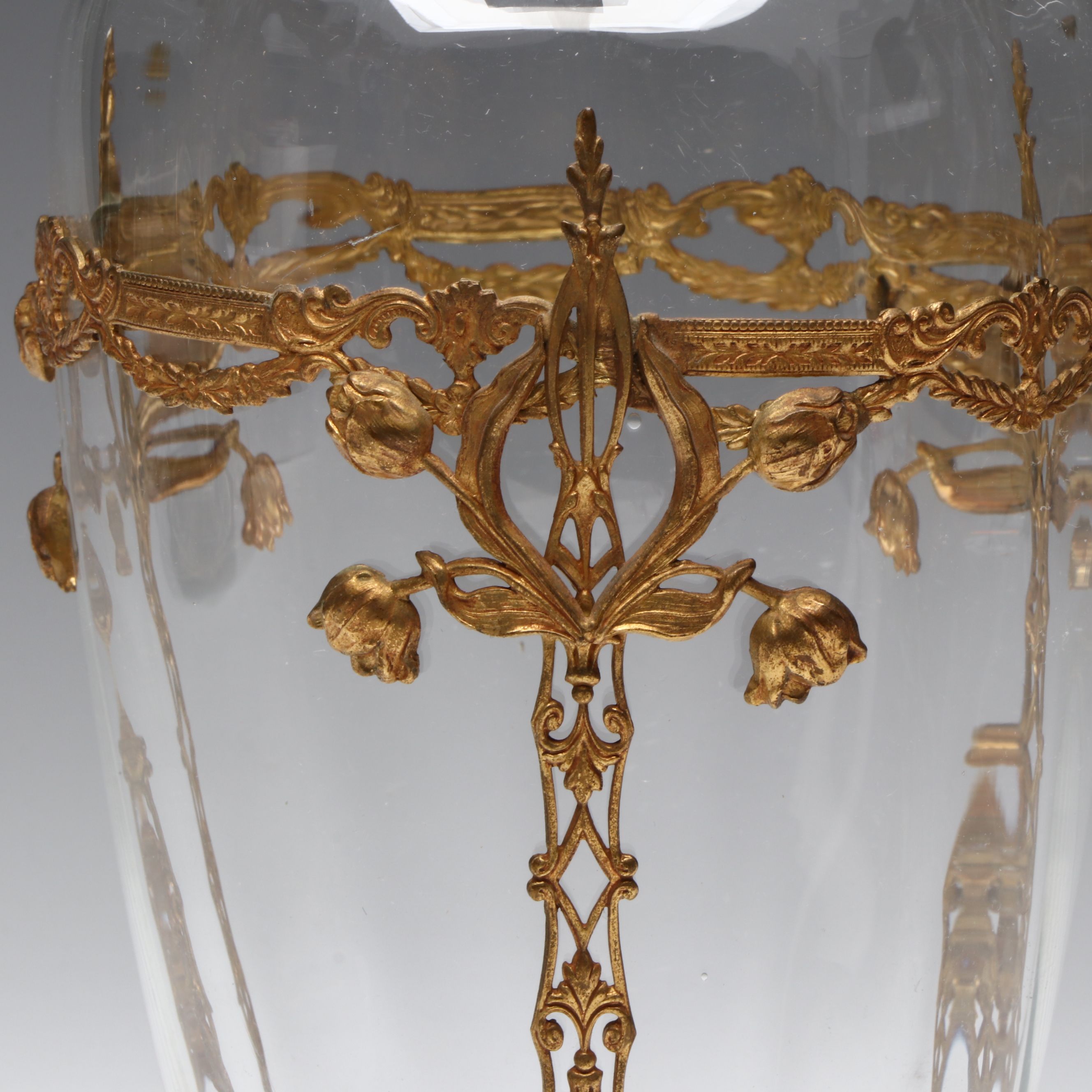 Royal Stafford Floral Bone China Plates with Gilt Metal Mounted Glass Vase