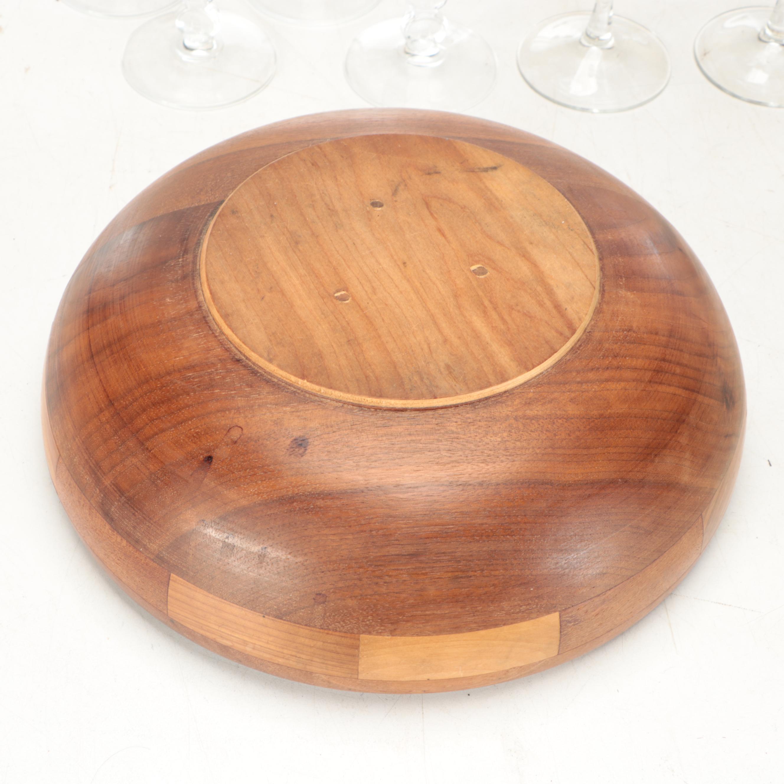 Wine Glasses, Cheese Dome, Placemats with More Rustic Table and Home Furnishings