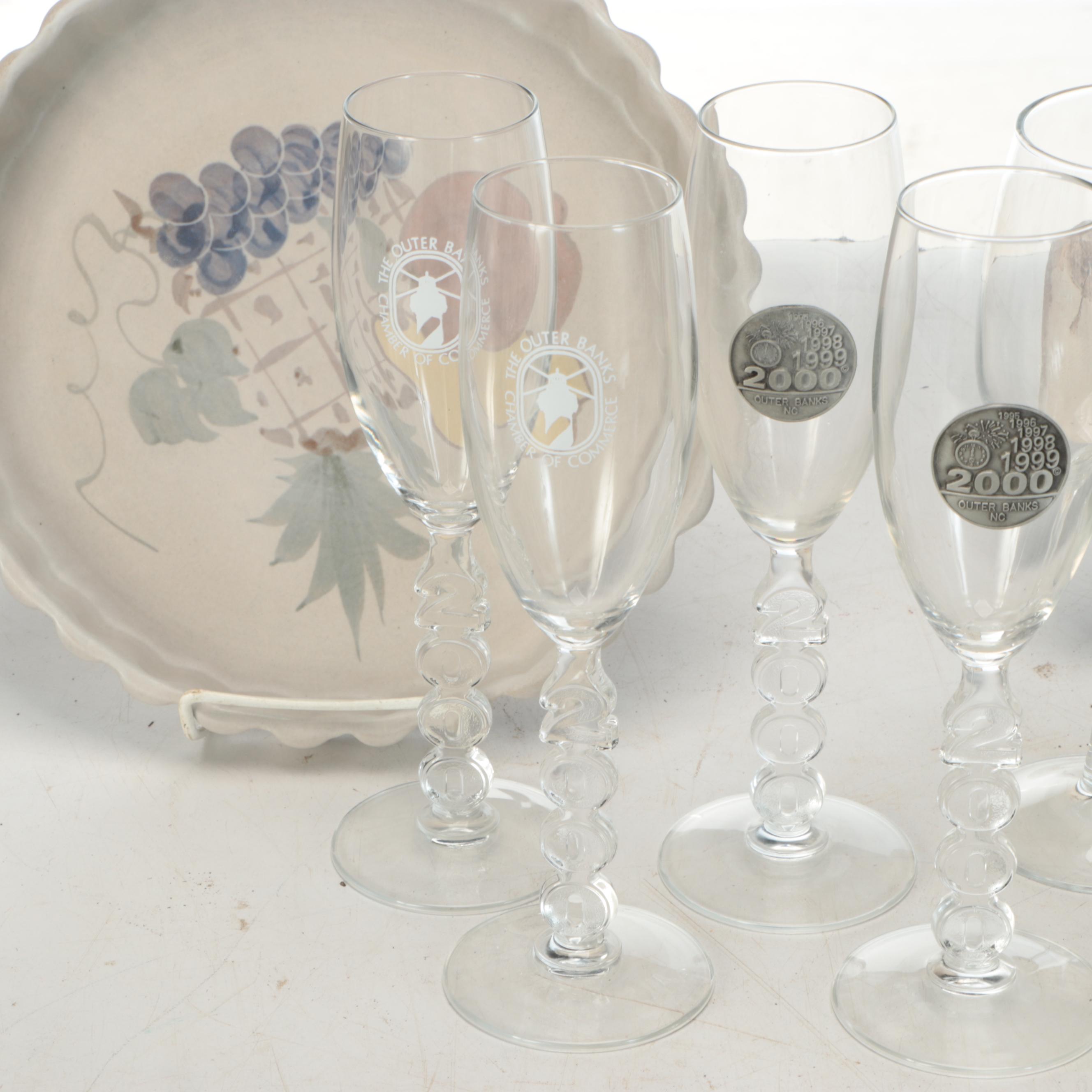 Wine Glasses, Cheese Dome, Placemats with More Rustic Table and Home Furnishings