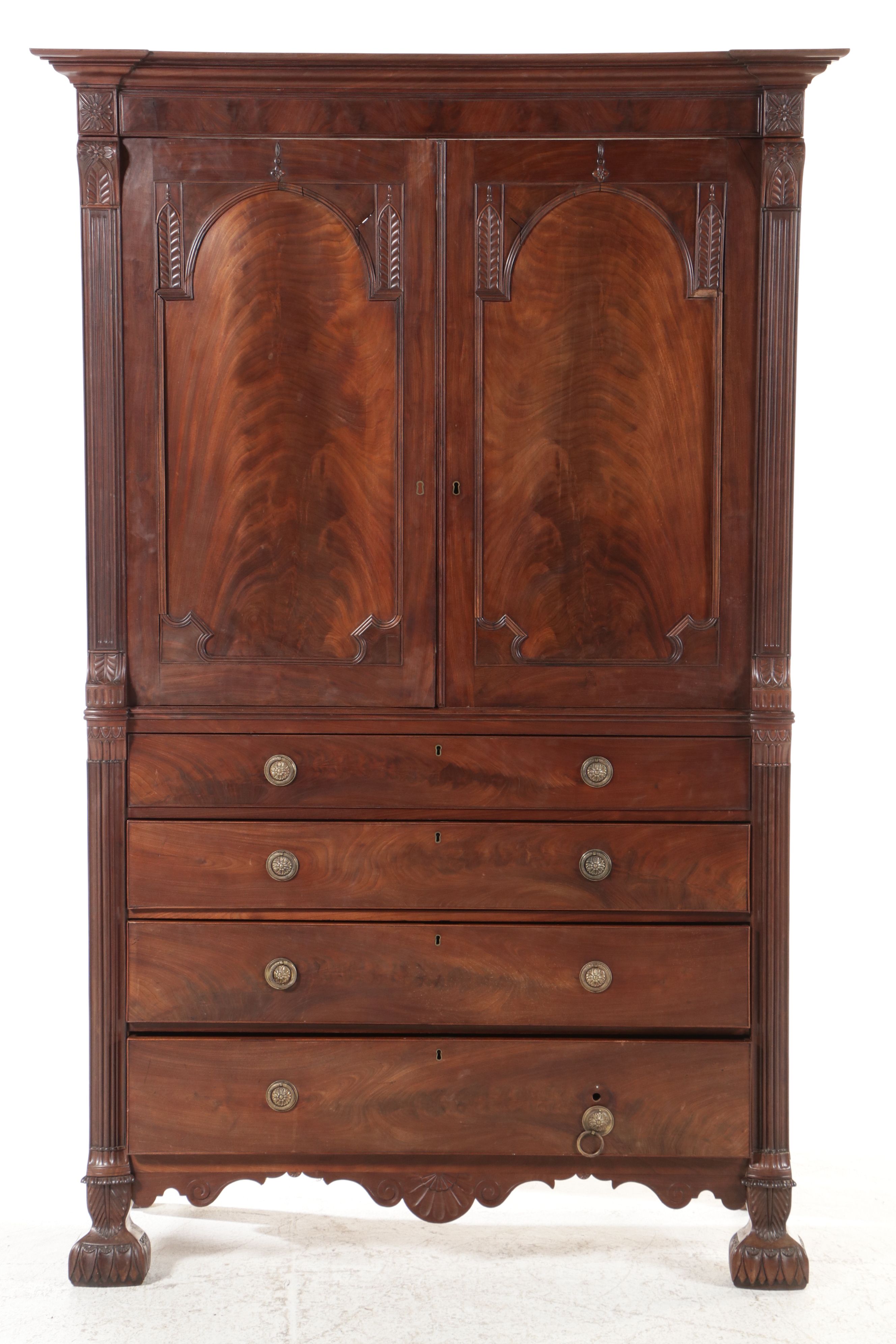 Regency Style Mahogany Linen Press