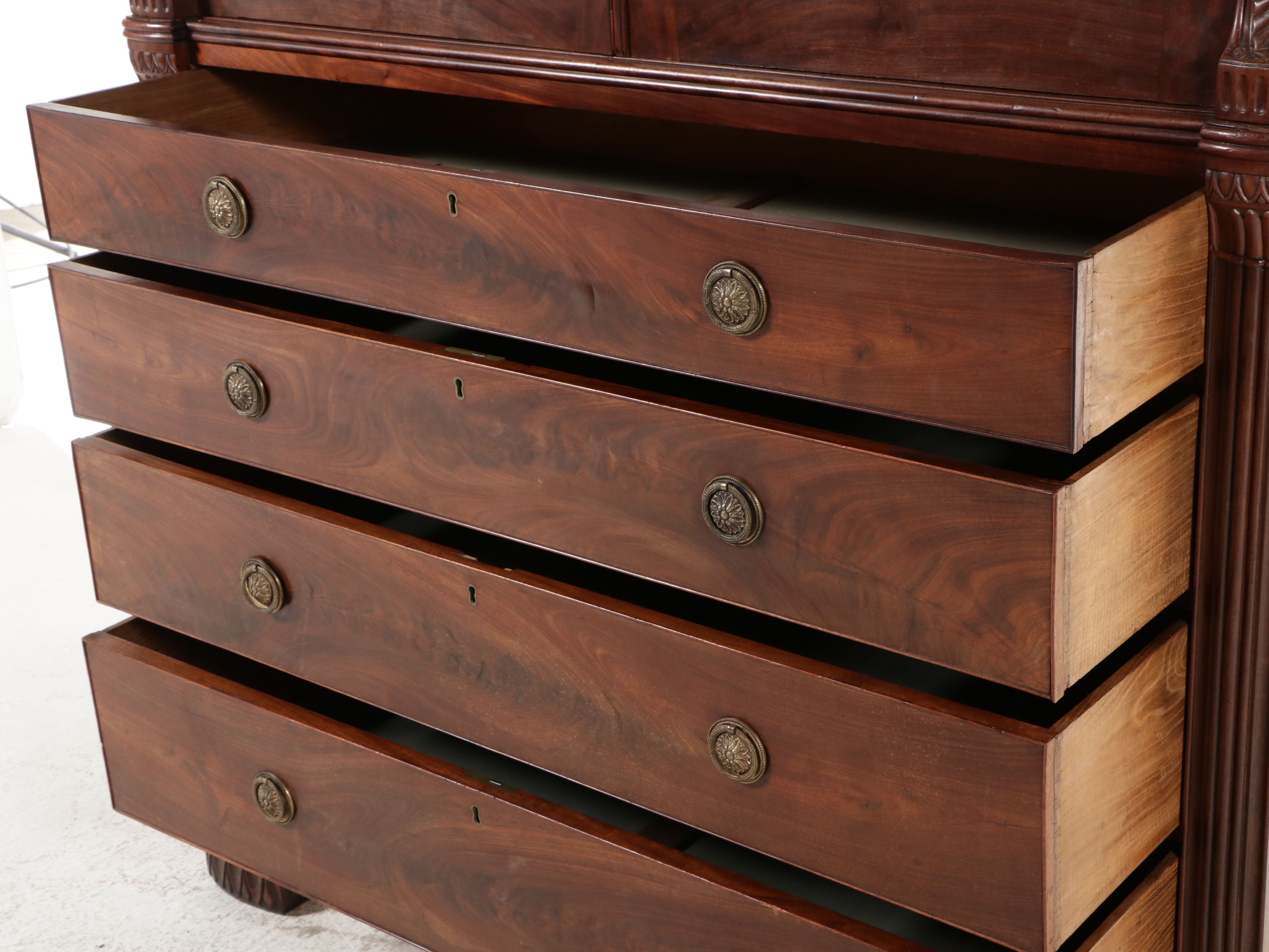 Regency Style Mahogany Linen Press