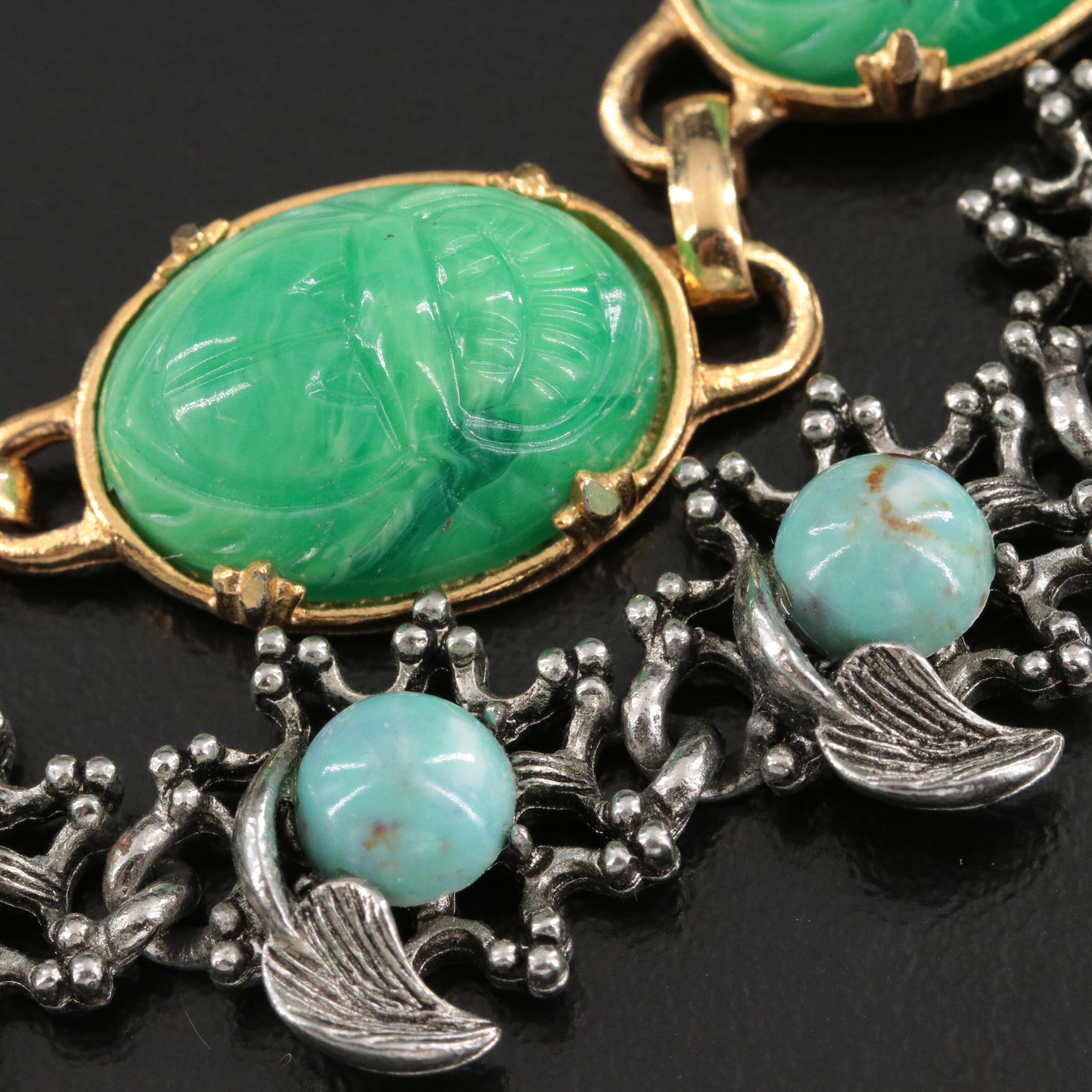 Peking Glass Necklace and Chinese Export Sterling Pendant Featured in Jewelry