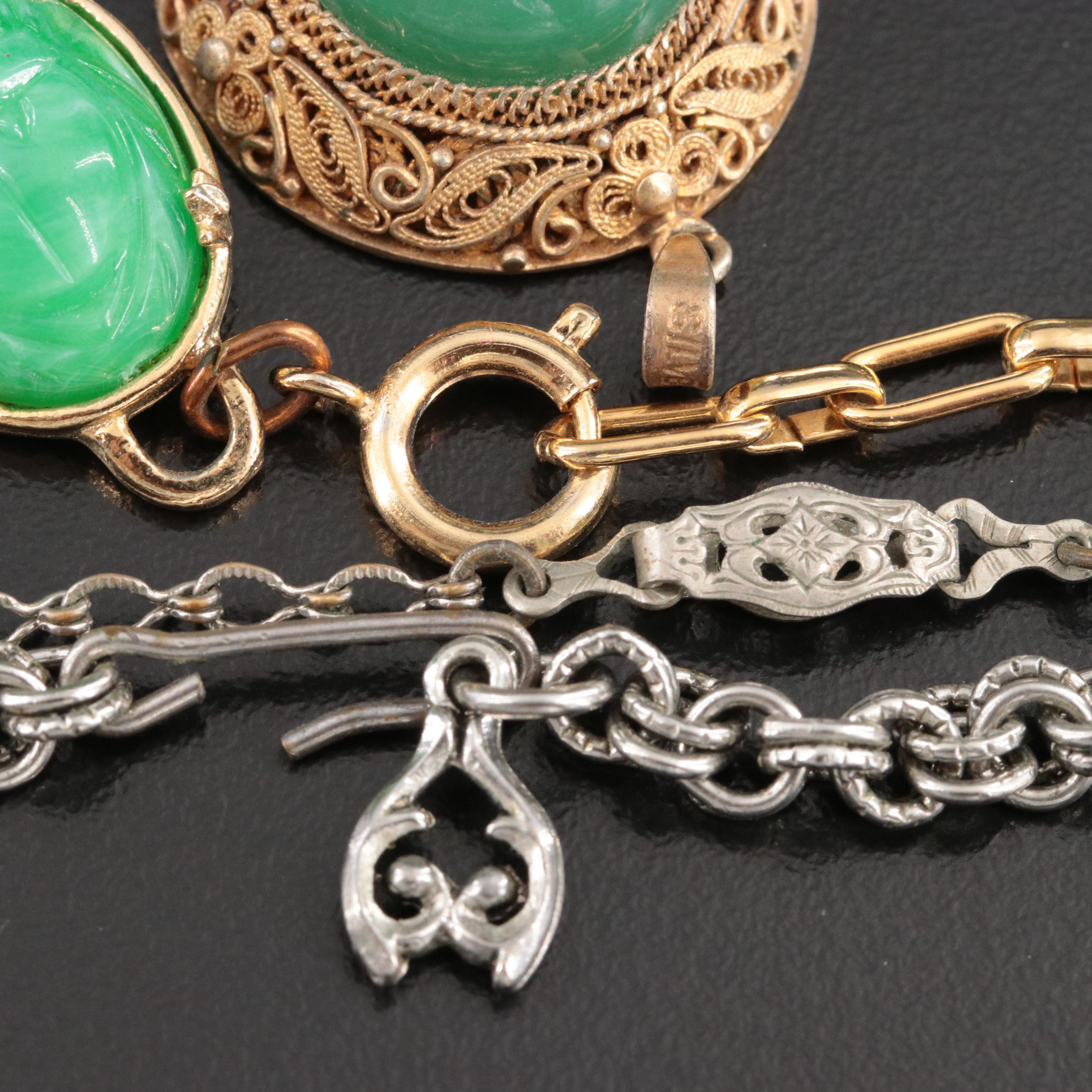 Peking Glass Necklace and Chinese Export Sterling Pendant Featured in Jewelry