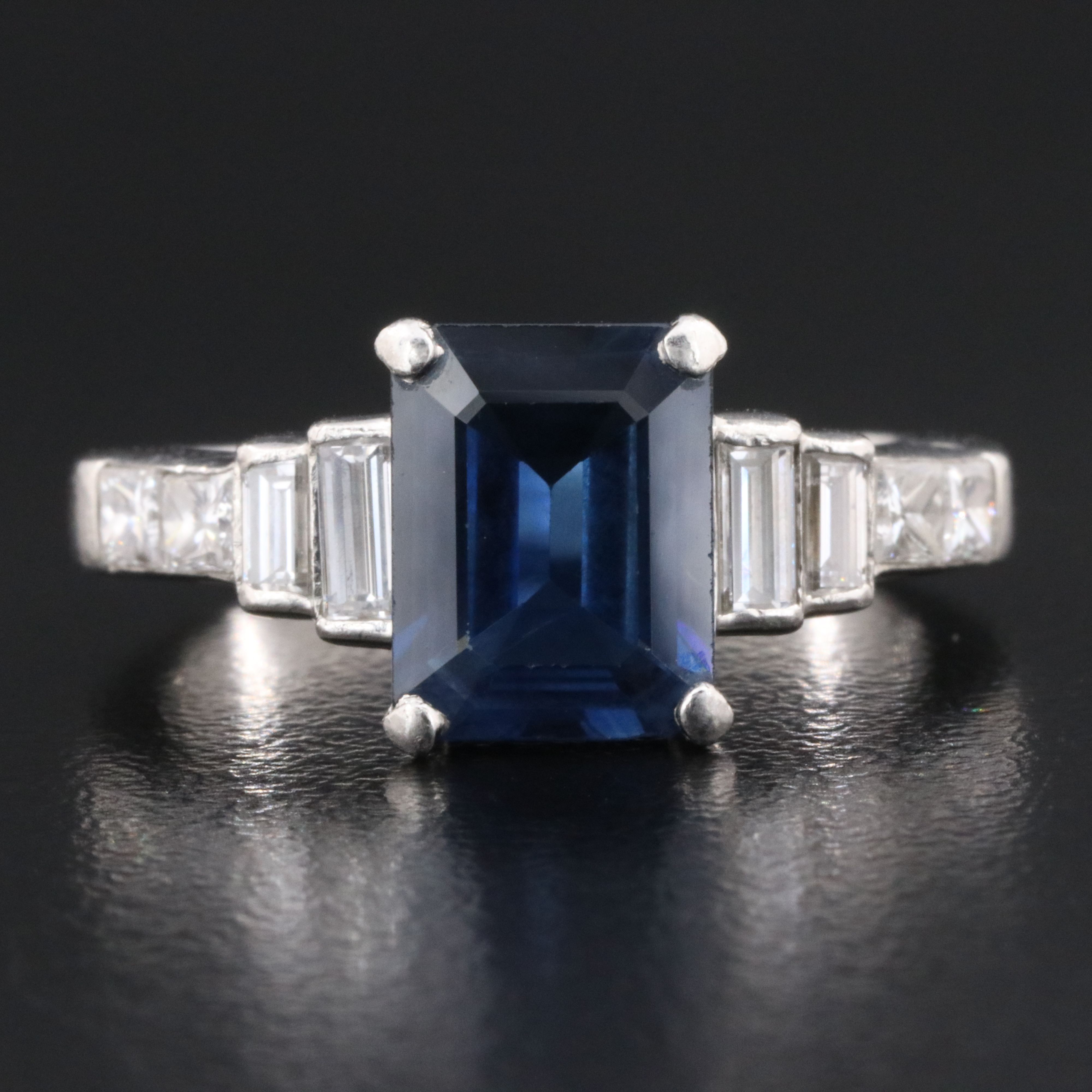 Platinum 2.42 CT Sapphire and Diamond Ring with Online IGI Jewelry Report