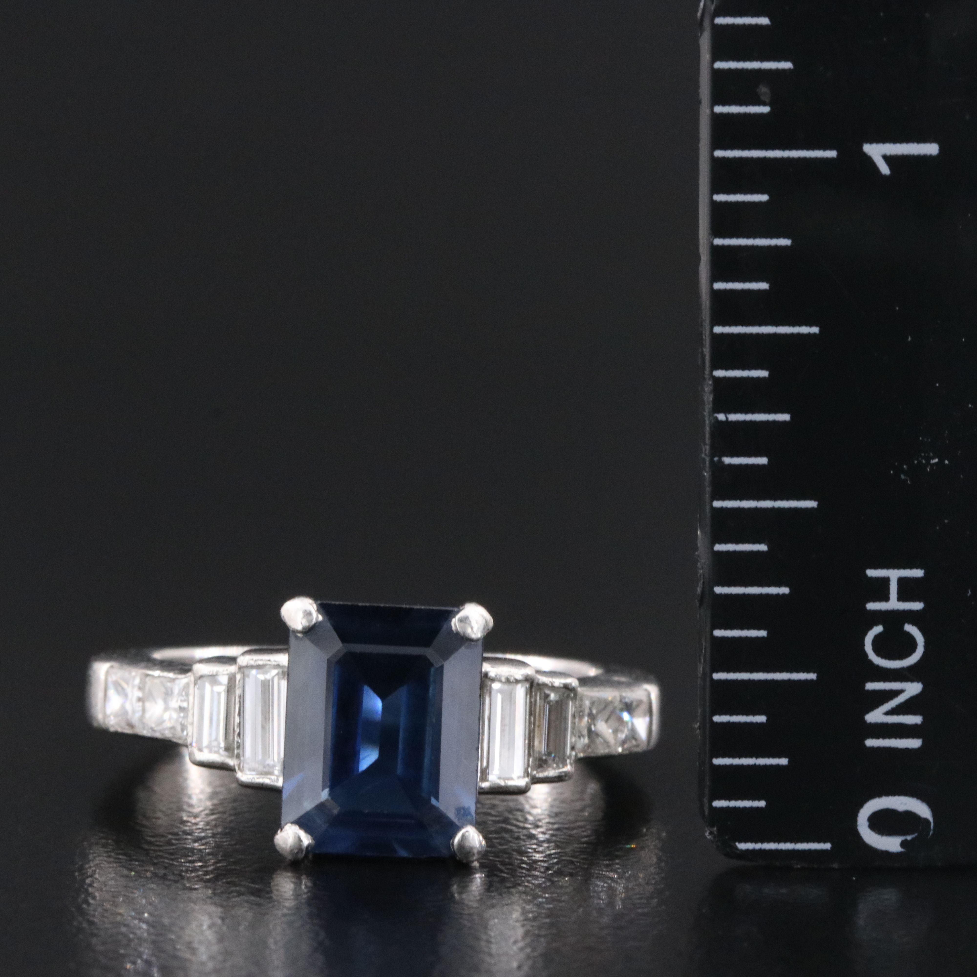 Platinum 2.42 CT Sapphire and Diamond Ring with Online IGI Jewelry Report