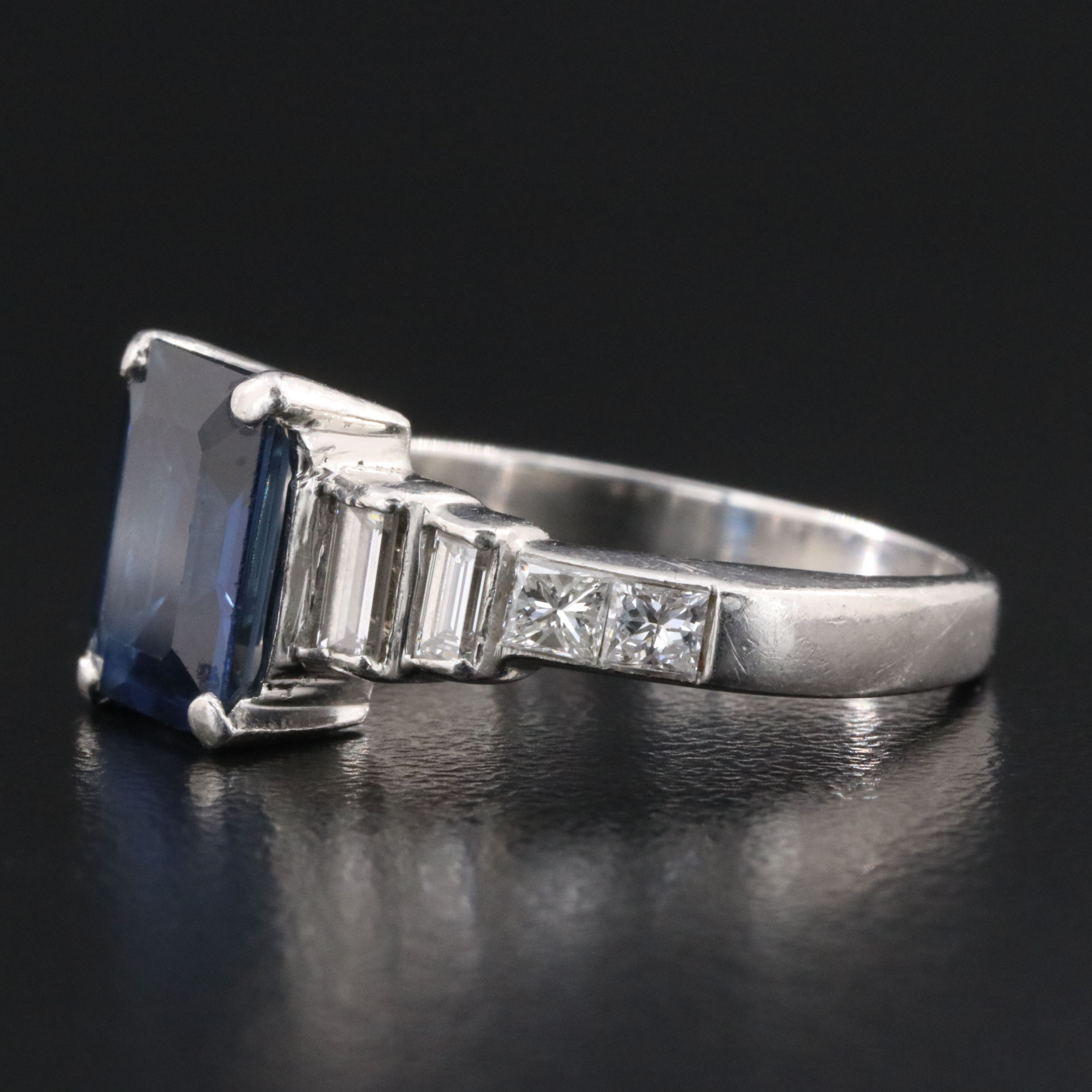 Platinum 2.42 CT Sapphire and Diamond Ring with Online IGI Jewelry Report