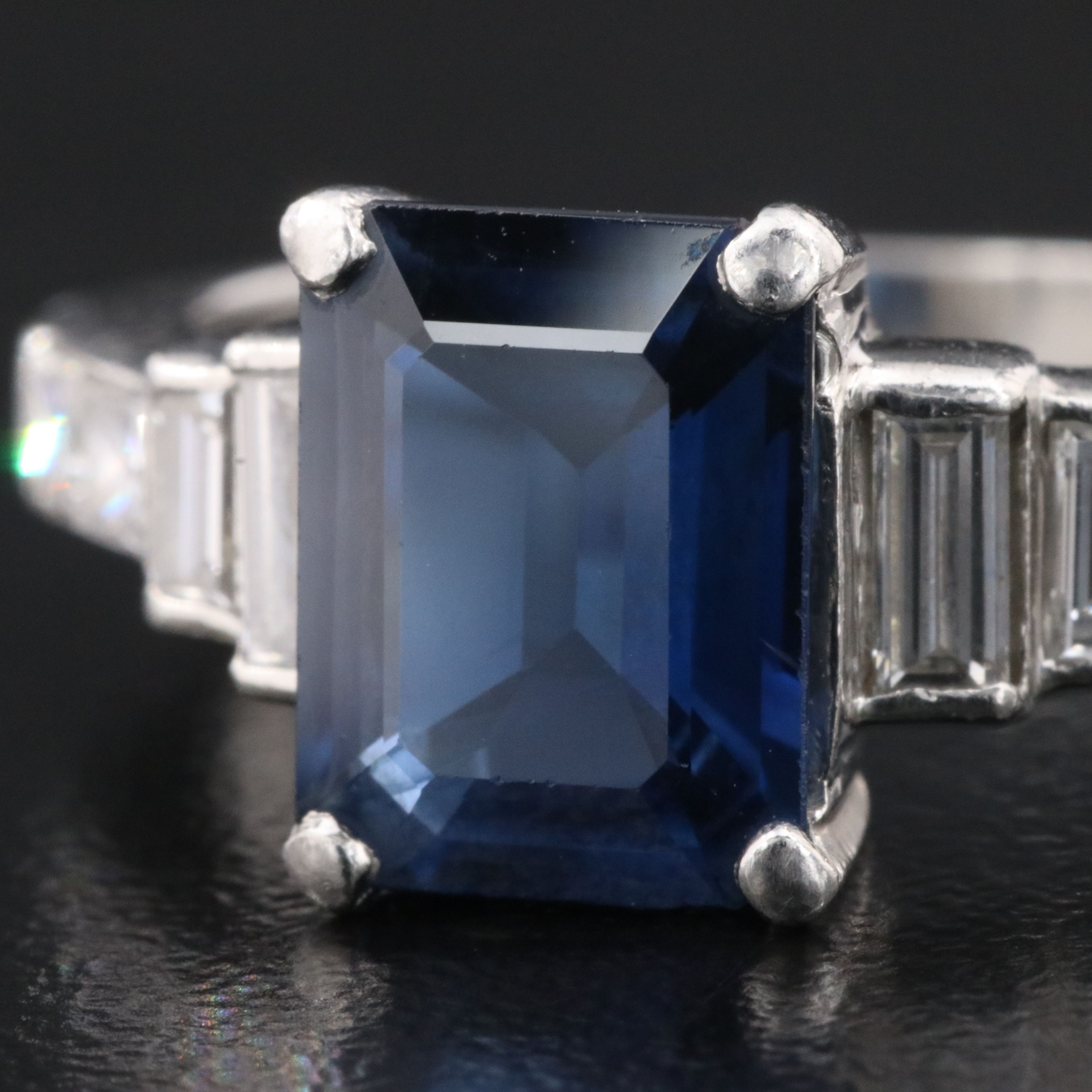 Platinum 2.42 CT Sapphire and Diamond Ring with Online IGI Jewelry Report