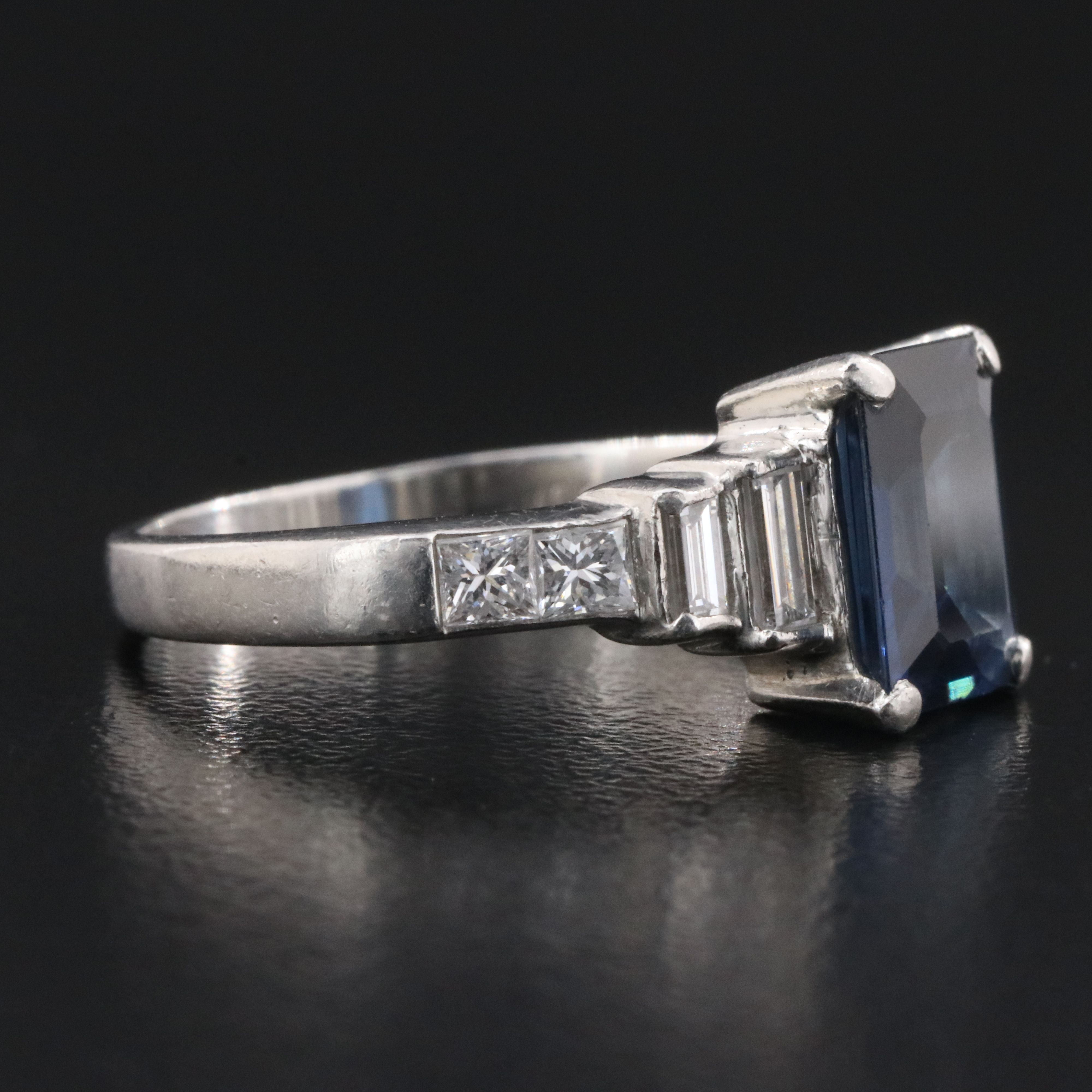 Platinum 2.42 CT Sapphire and Diamond Ring with Online IGI Jewelry Report