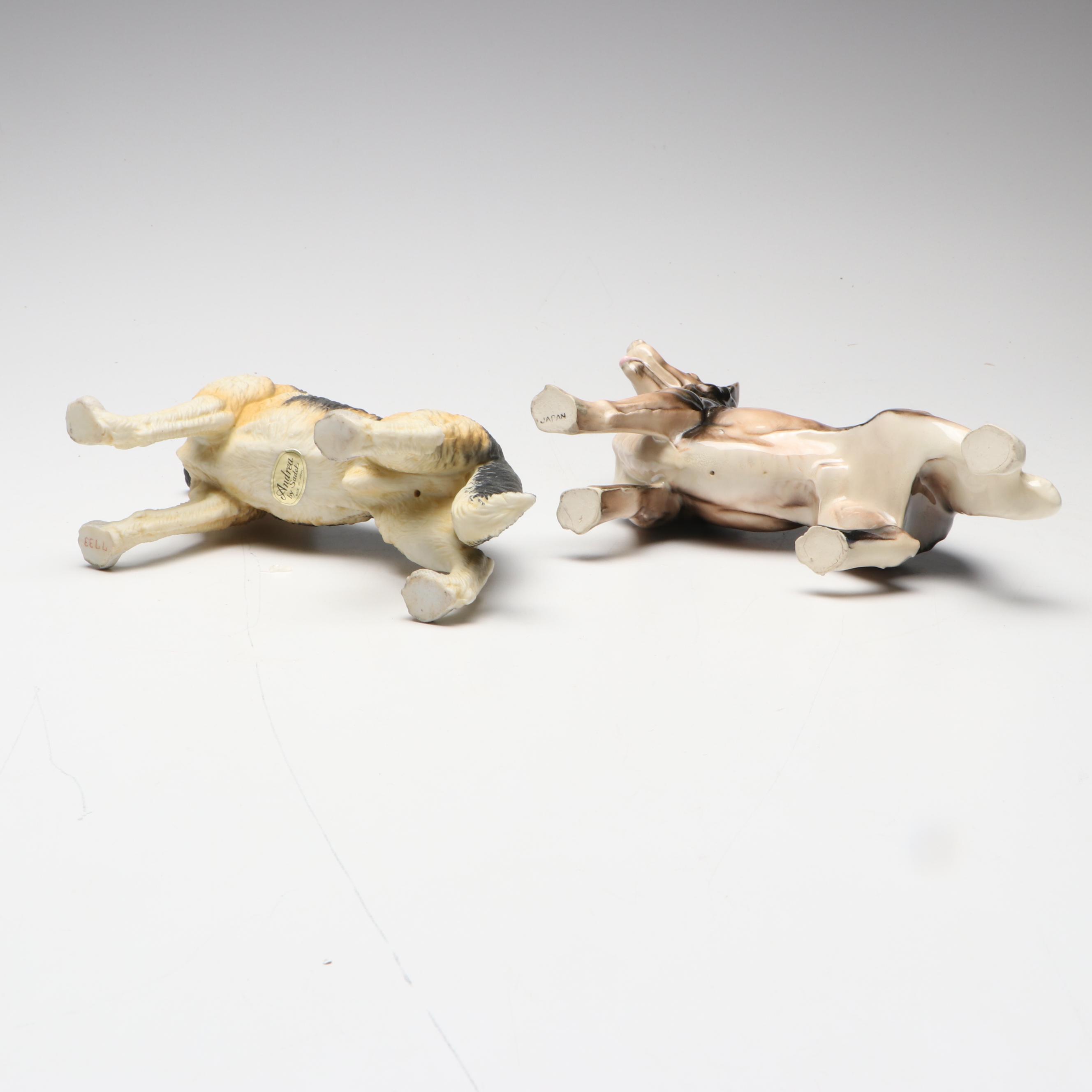 Shafford Porcelain German Shepherd Figure with Other Ceramic Dog Figures