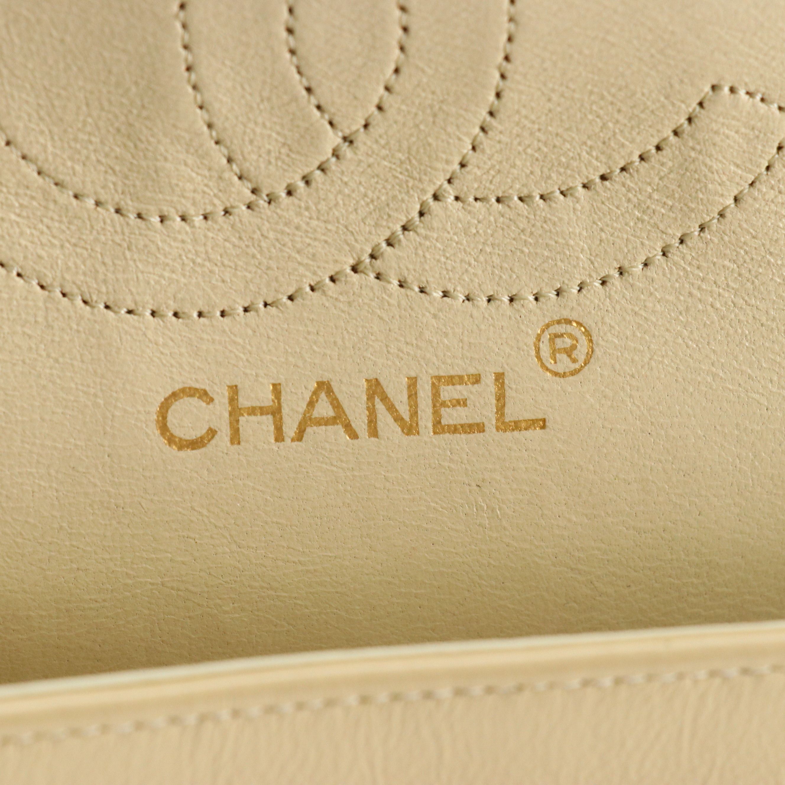 Chanel Beige Matelassé Lambskin Leather Classic Double Flap Shoulder Bag