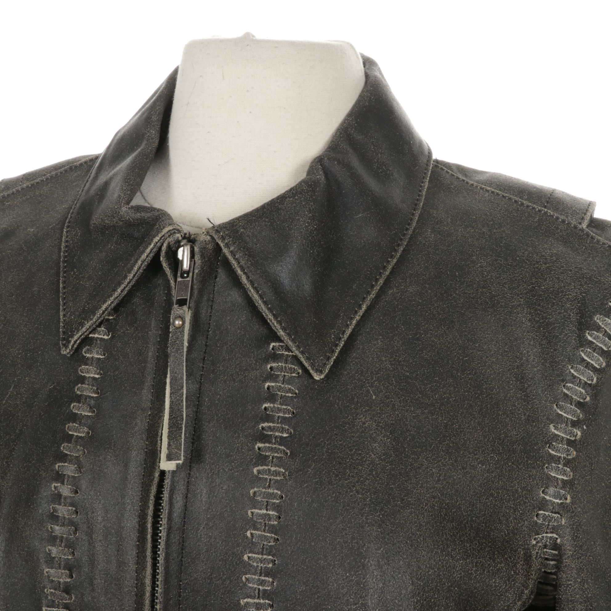 Harley-Davidson "Freedom" Hand-Painted & Distressed Leather Jacket with Lacing