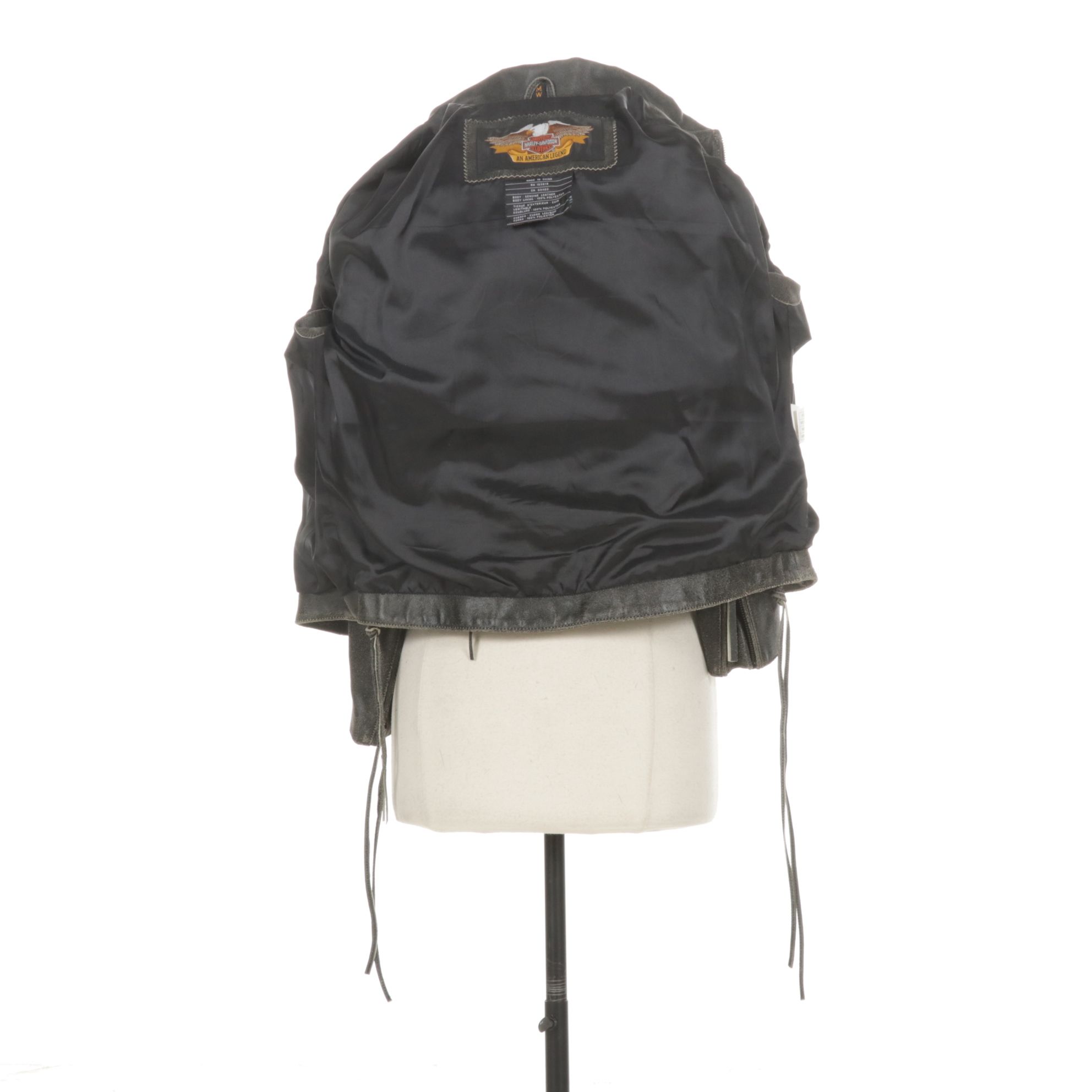 Harley-Davidson "Freedom" Hand-Painted & Distressed Leather Jacket with Lacing