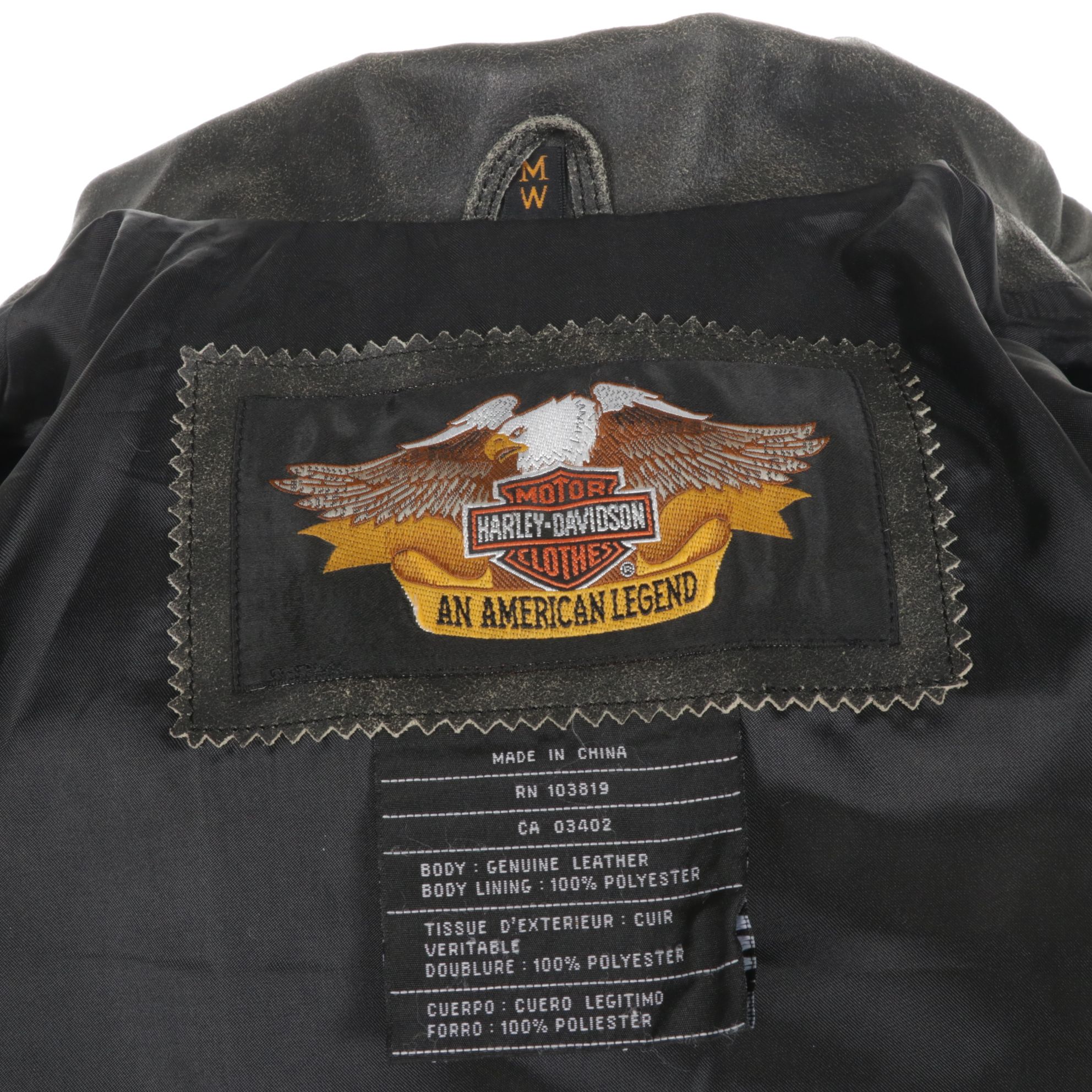 Harley-Davidson "Freedom" Hand-Painted & Distressed Leather Jacket with Lacing