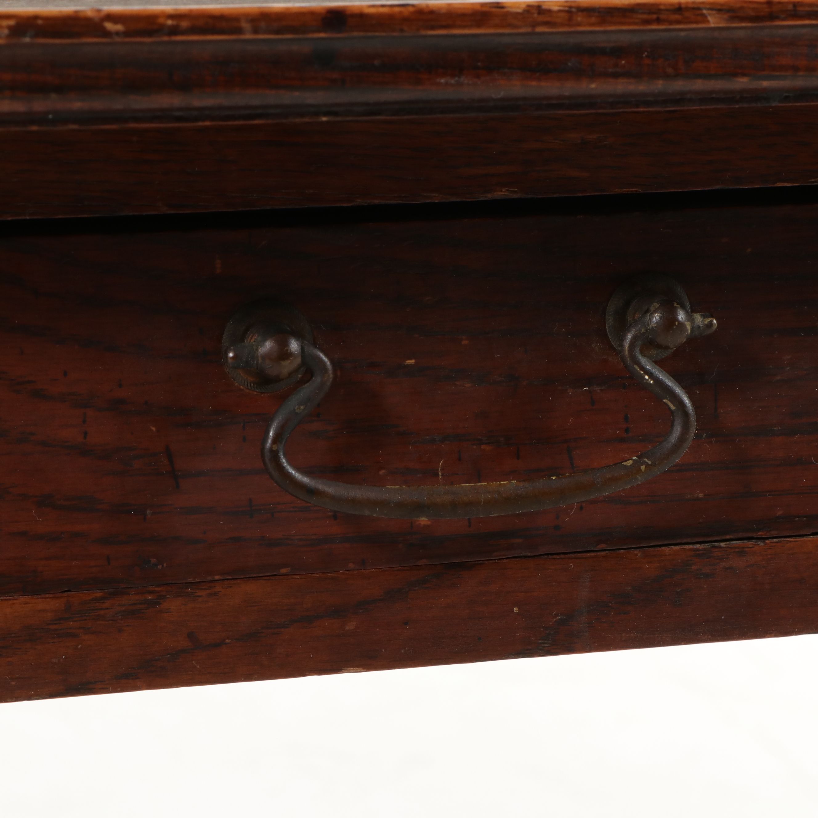 Edwardian Oak Library Table with Drawer and Lower Shelf