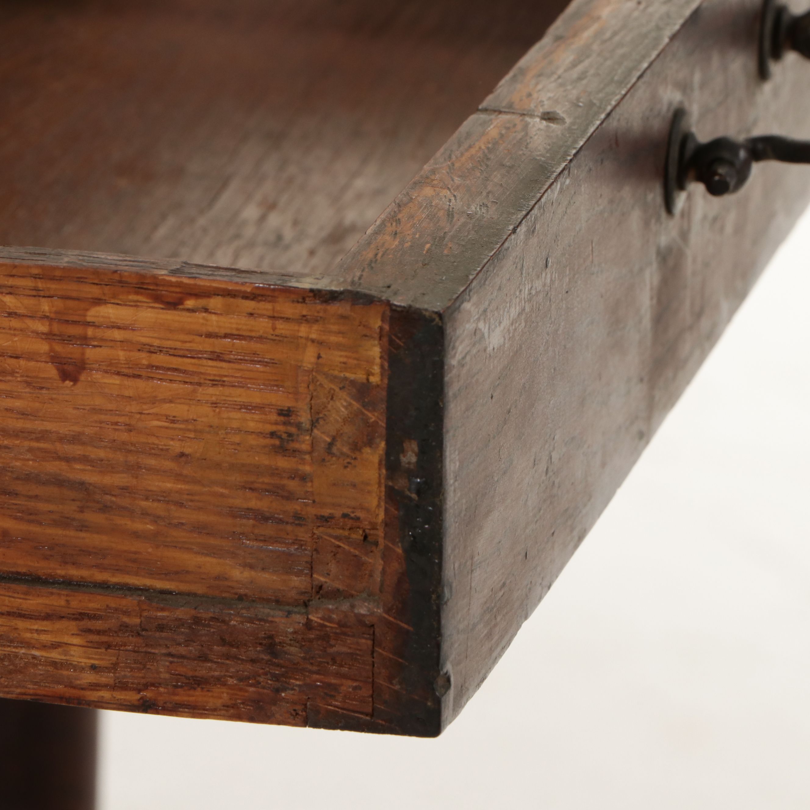 Edwardian Oak Library Table with Drawer and Lower Shelf