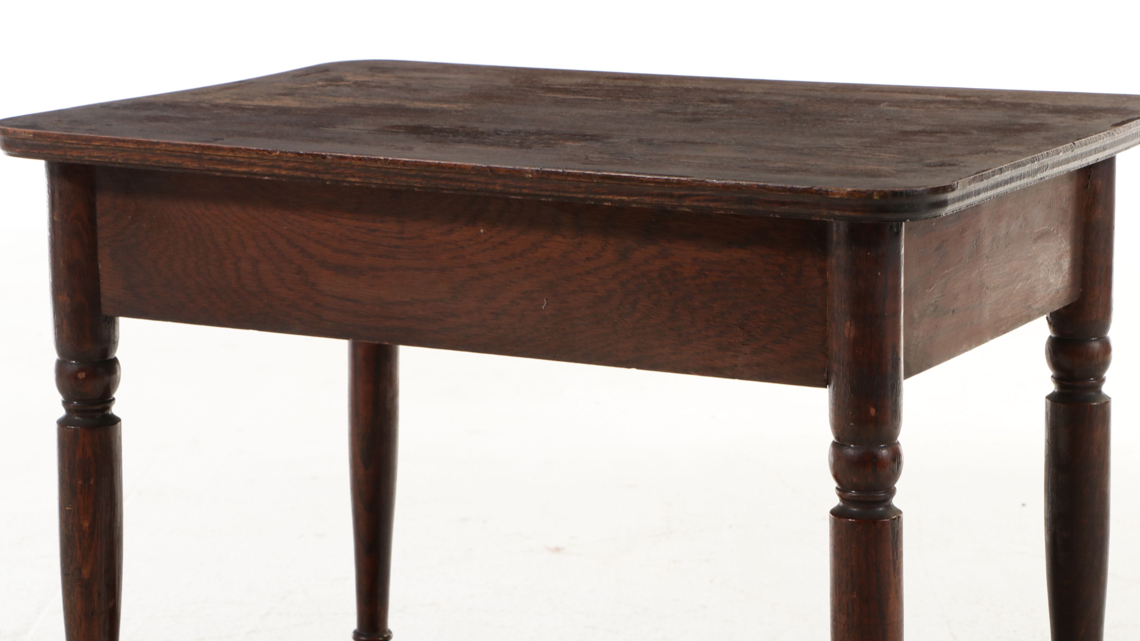 Edwardian Oak Library Table with Drawer and Lower Shelf