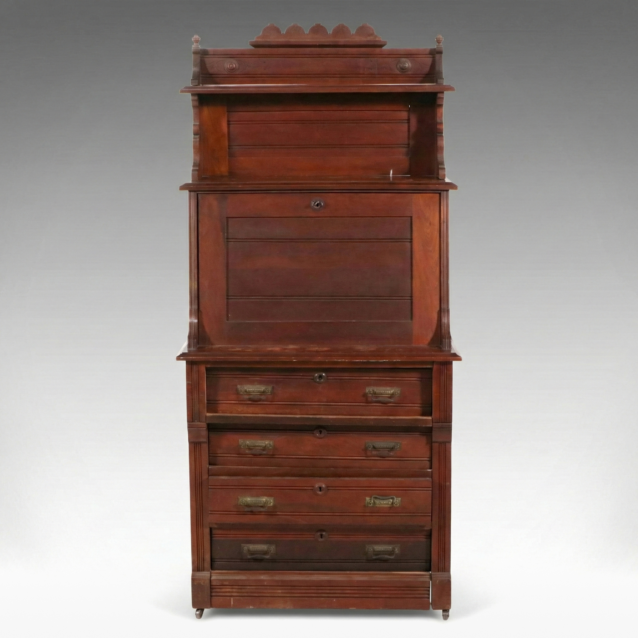 Eastlake Walnut Slant-Front Secretary Desk, Late 19th Century