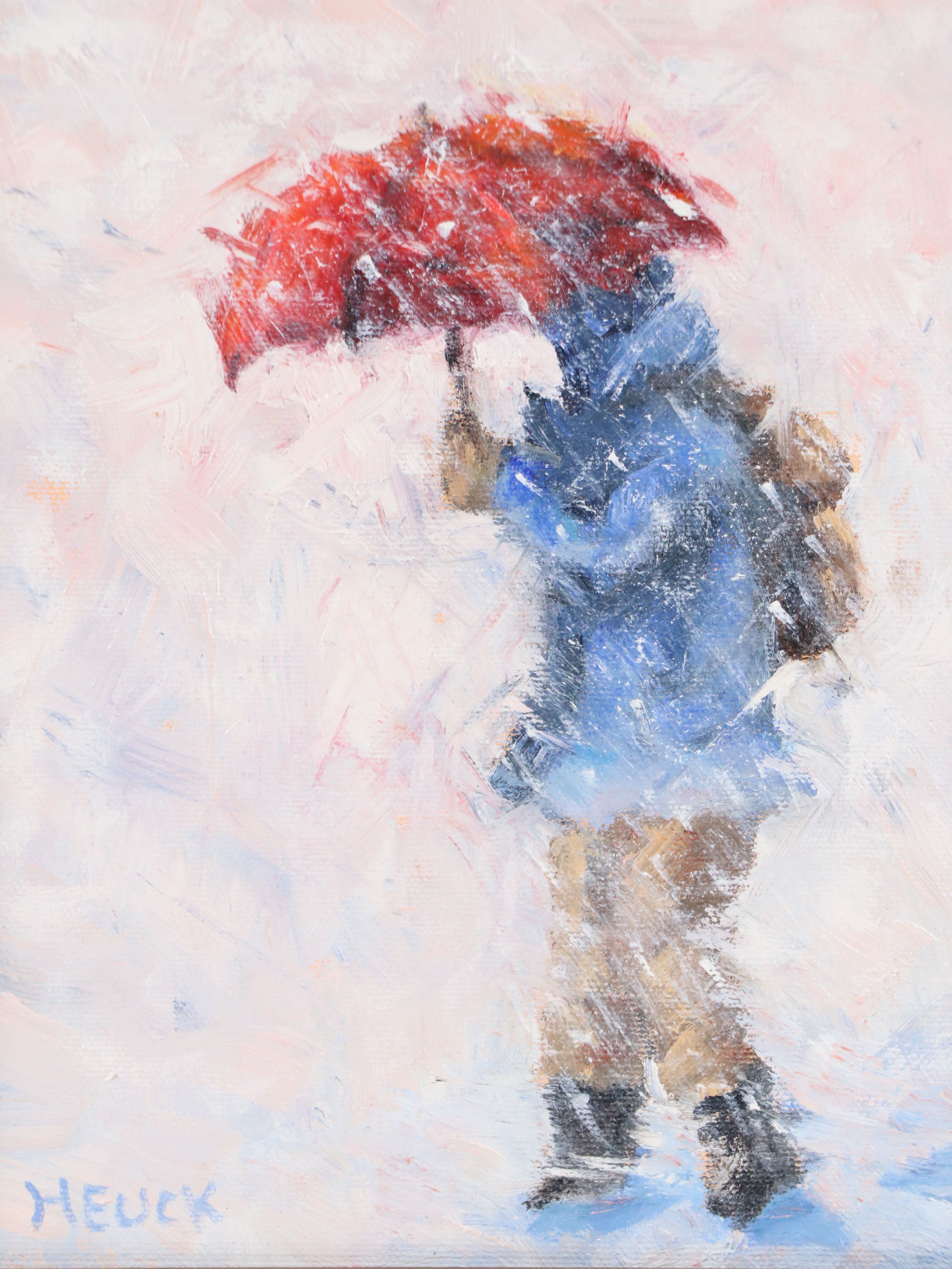 Roger Heuck Oil Painting "Trudging Home," 21st Century