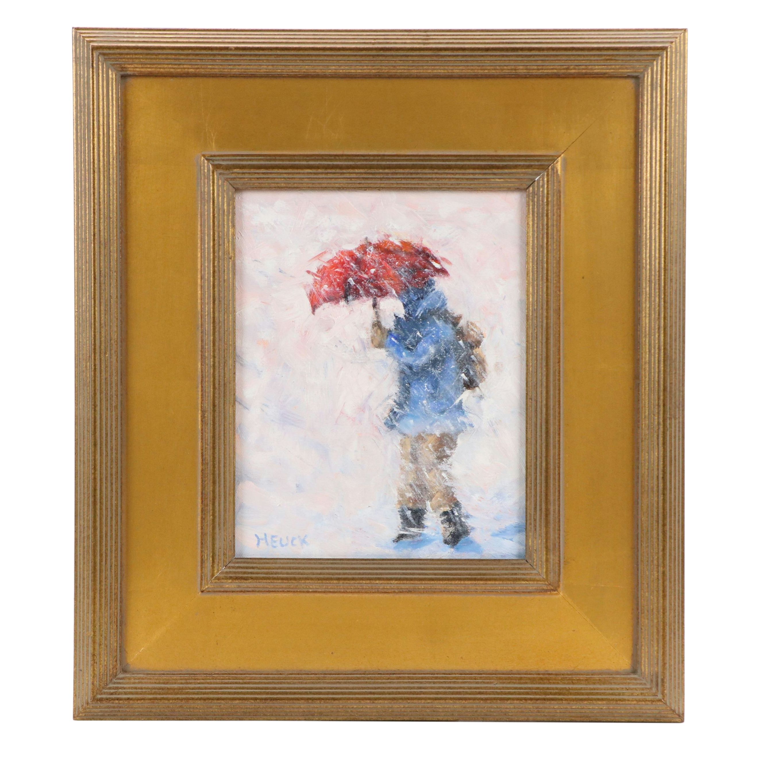 Roger Heuck Oil Painting "Trudging Home," 21st Century